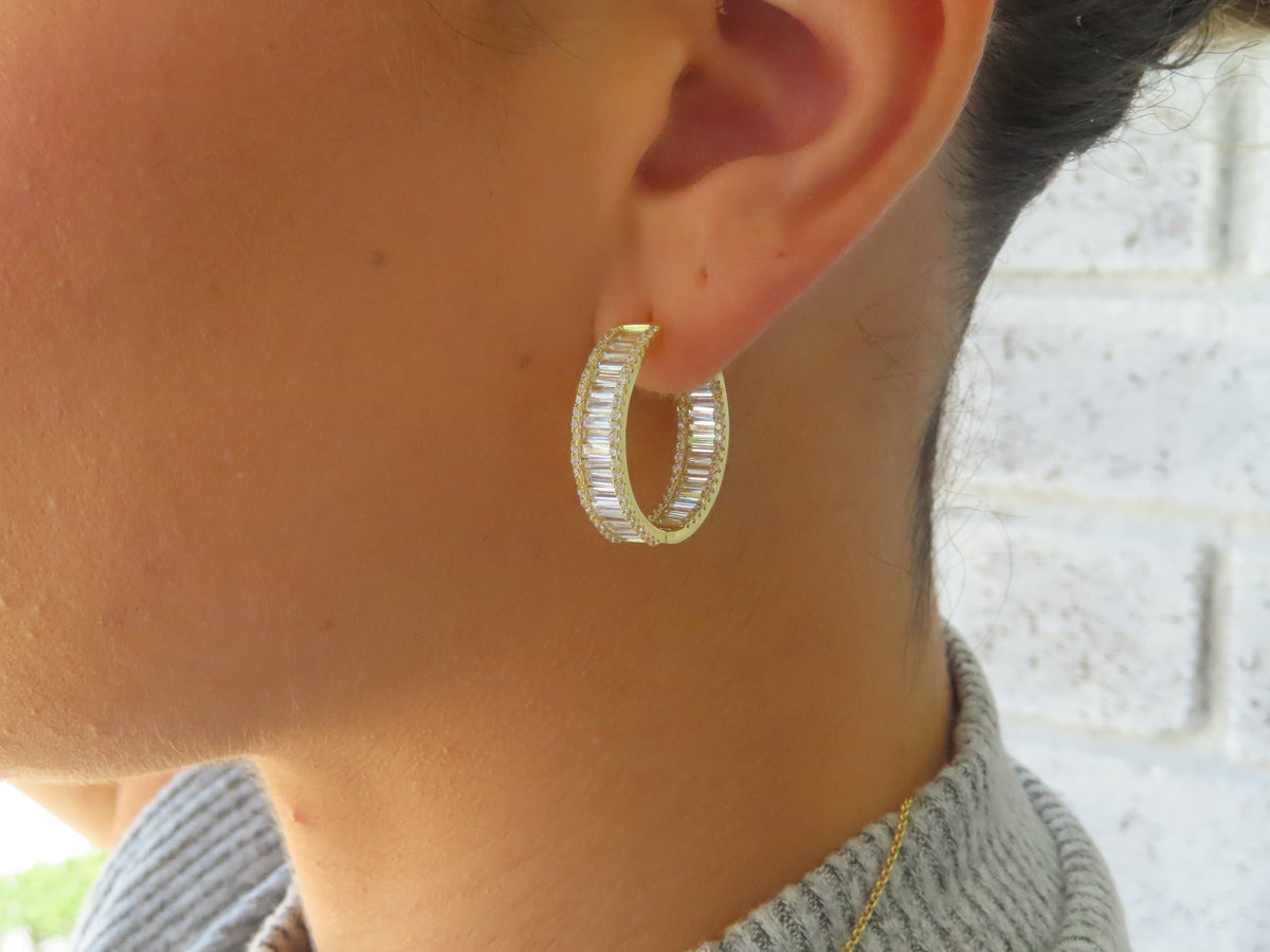 Big Baguette Hoops | Restivo Jewelers