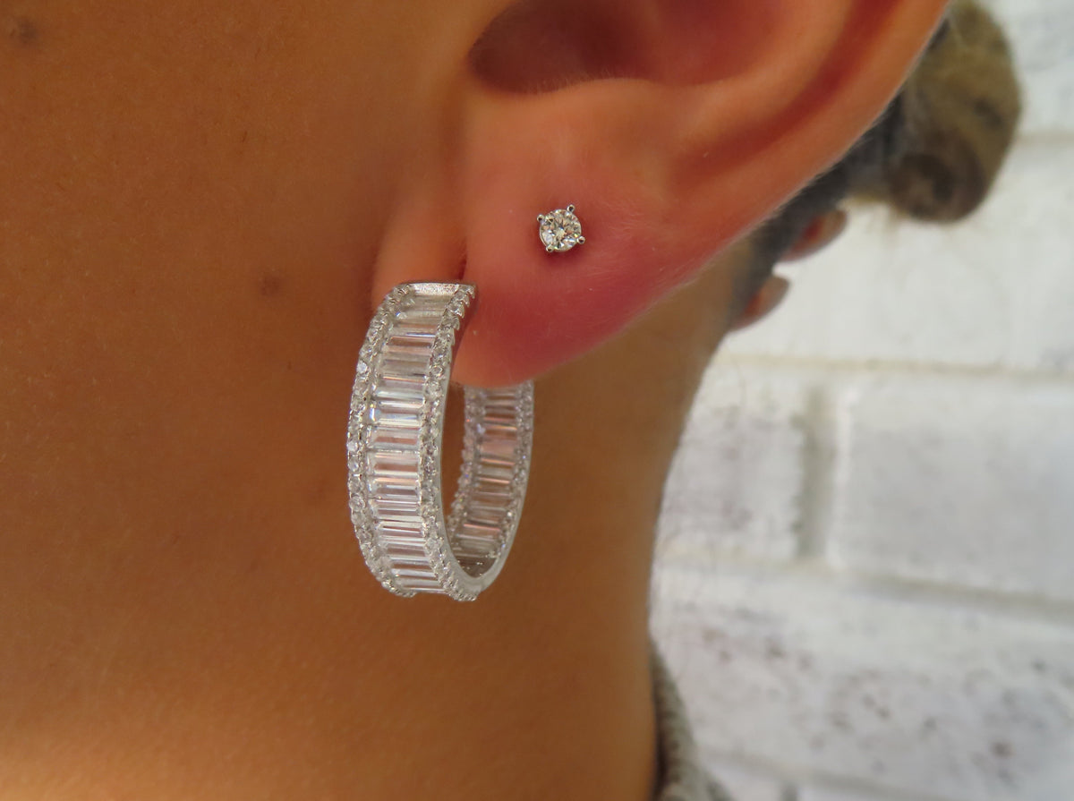Big Baguette Hoops | Restivo Jewelers
