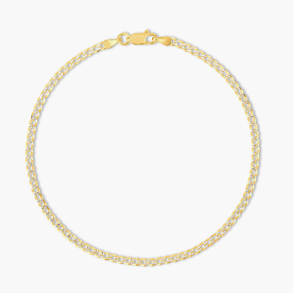 Mini Two Tone Curb Link Anklet | Restivo Jewelers