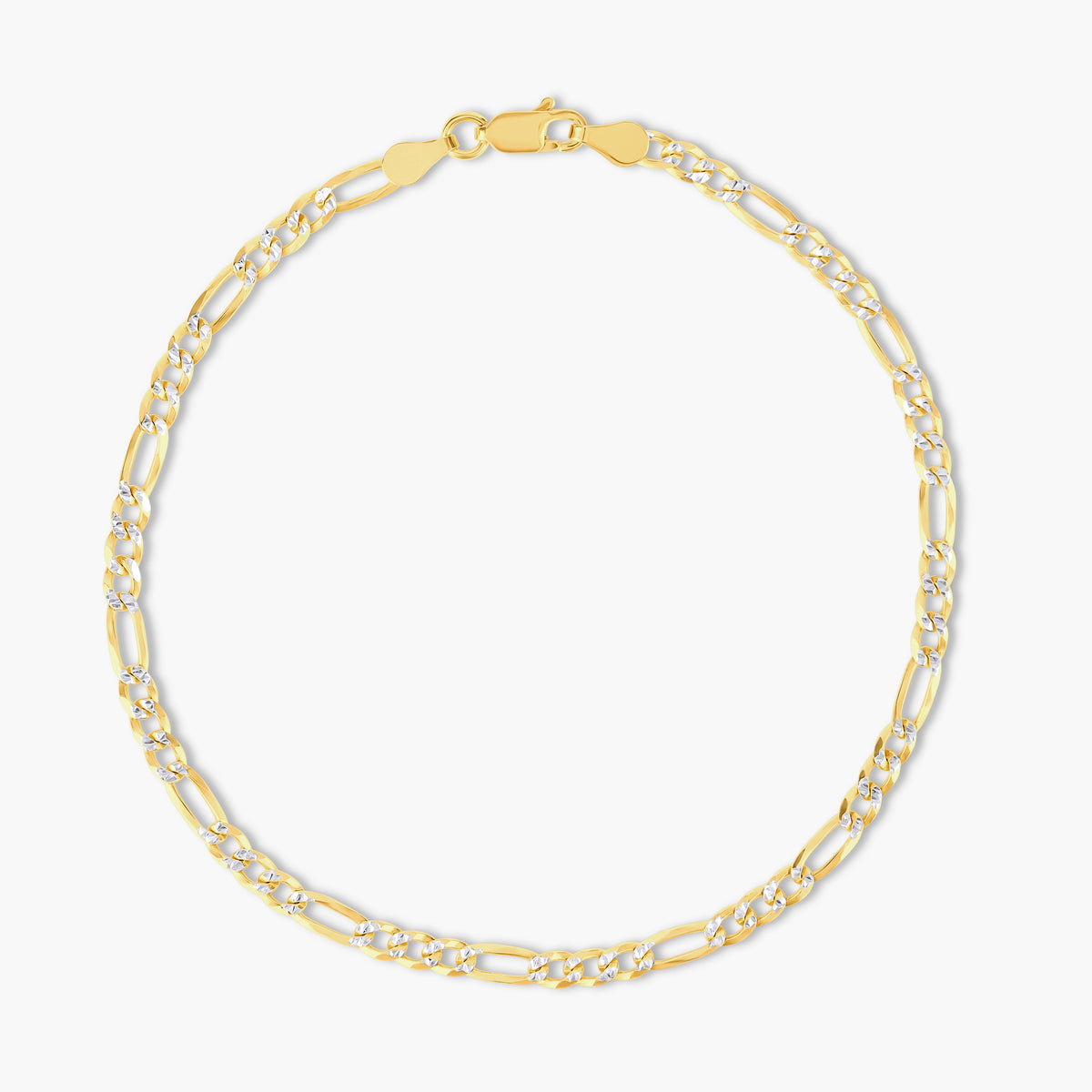 Mini Two Tone Figaro Anklet | Restivo Jewelers