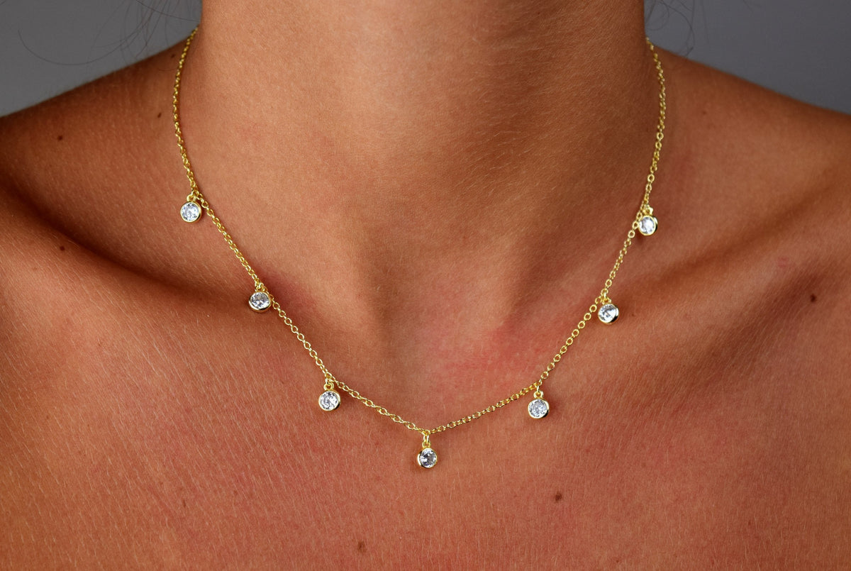 CZ Bezel Drop Necklace | Restivo Jewelers
