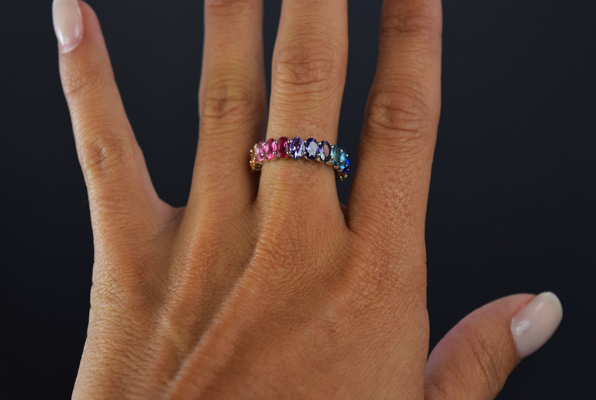 Rainbow CZ Oval Ring | Restivo Jewelers