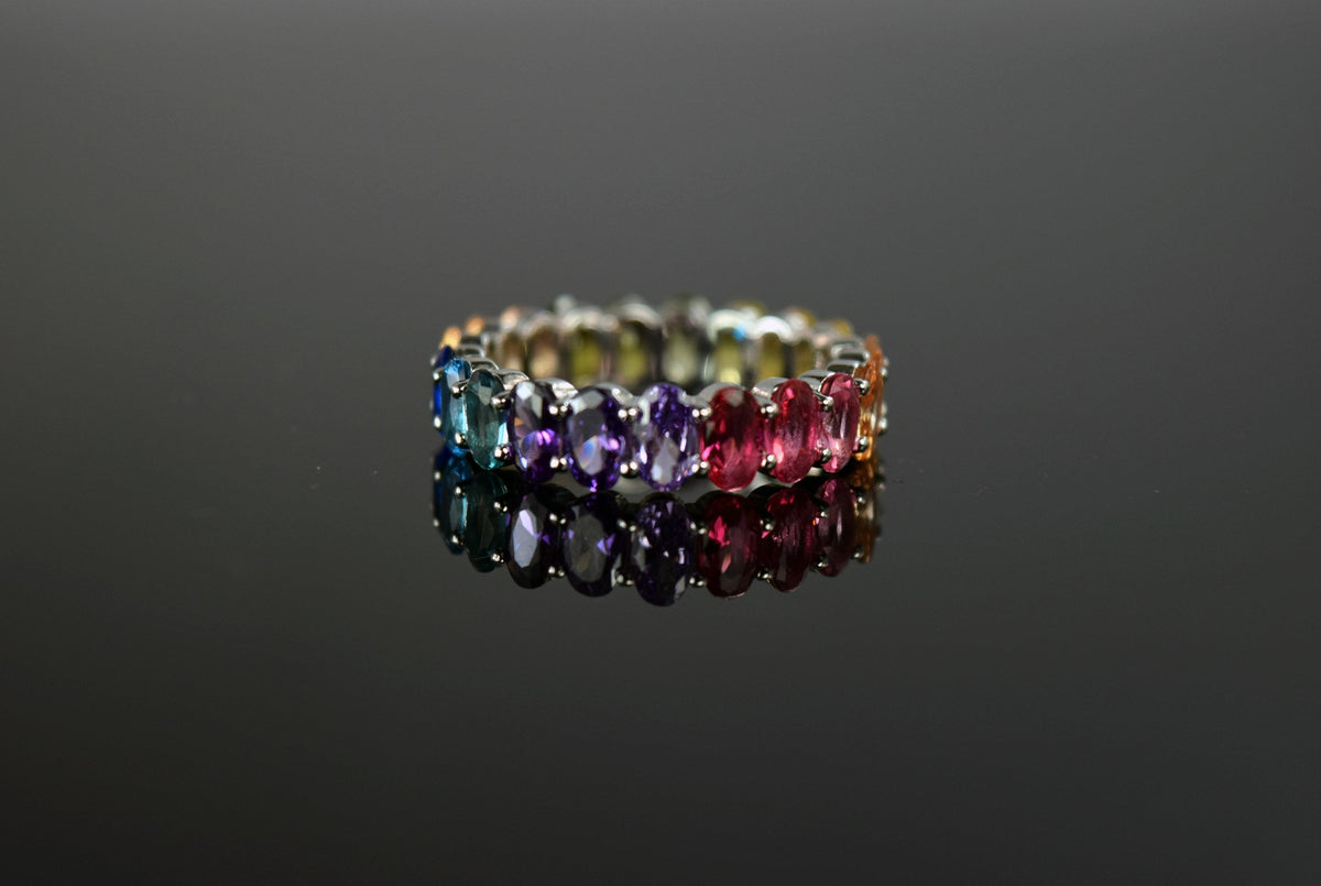 Rainbow CZ Oval Ring | Restivo Jewelers