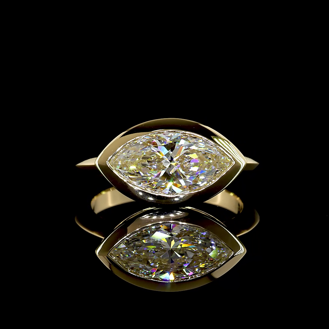 2.53 CT Marquise Shape Solitaire Bezel Ring