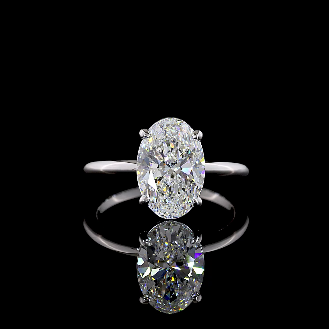 3.06 Carat 14K WHITE GOLD Oval Solitaire Ring