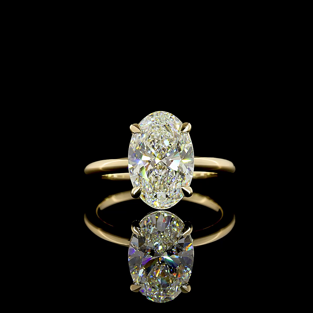 3.65 Ct 14K YELLOW GOLD Oval Solitaire Ring