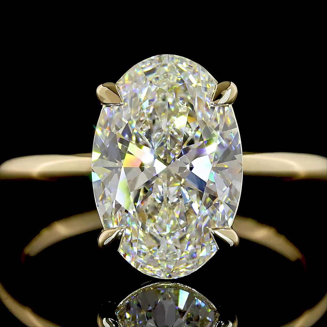 3.65 Ct 14K YELLOW GOLD Oval Solitaire Ring