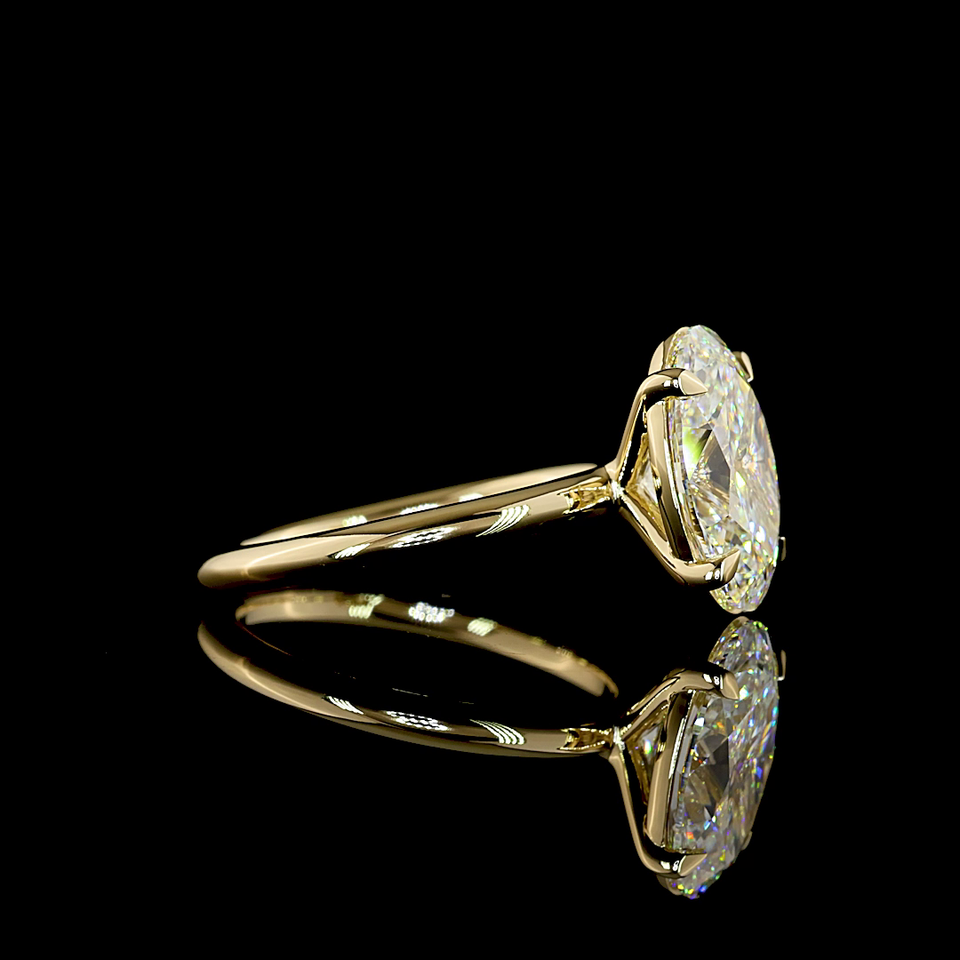 3.65 Ct 14K YELLOW GOLD Oval Solitaire Ring