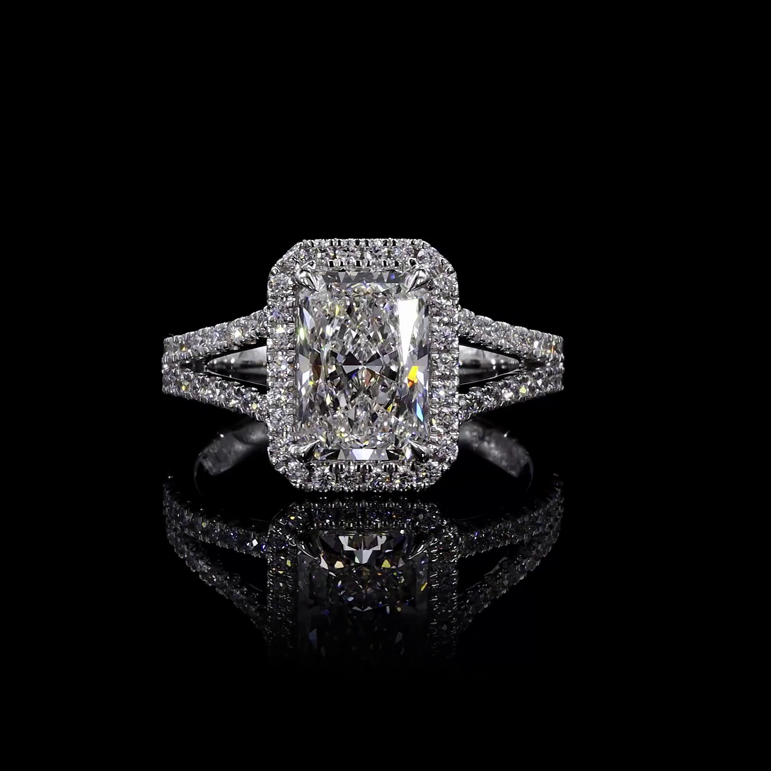 Radiant Shape Split Shank Engagement Ring 2.67 CT | Restivo Jewelers