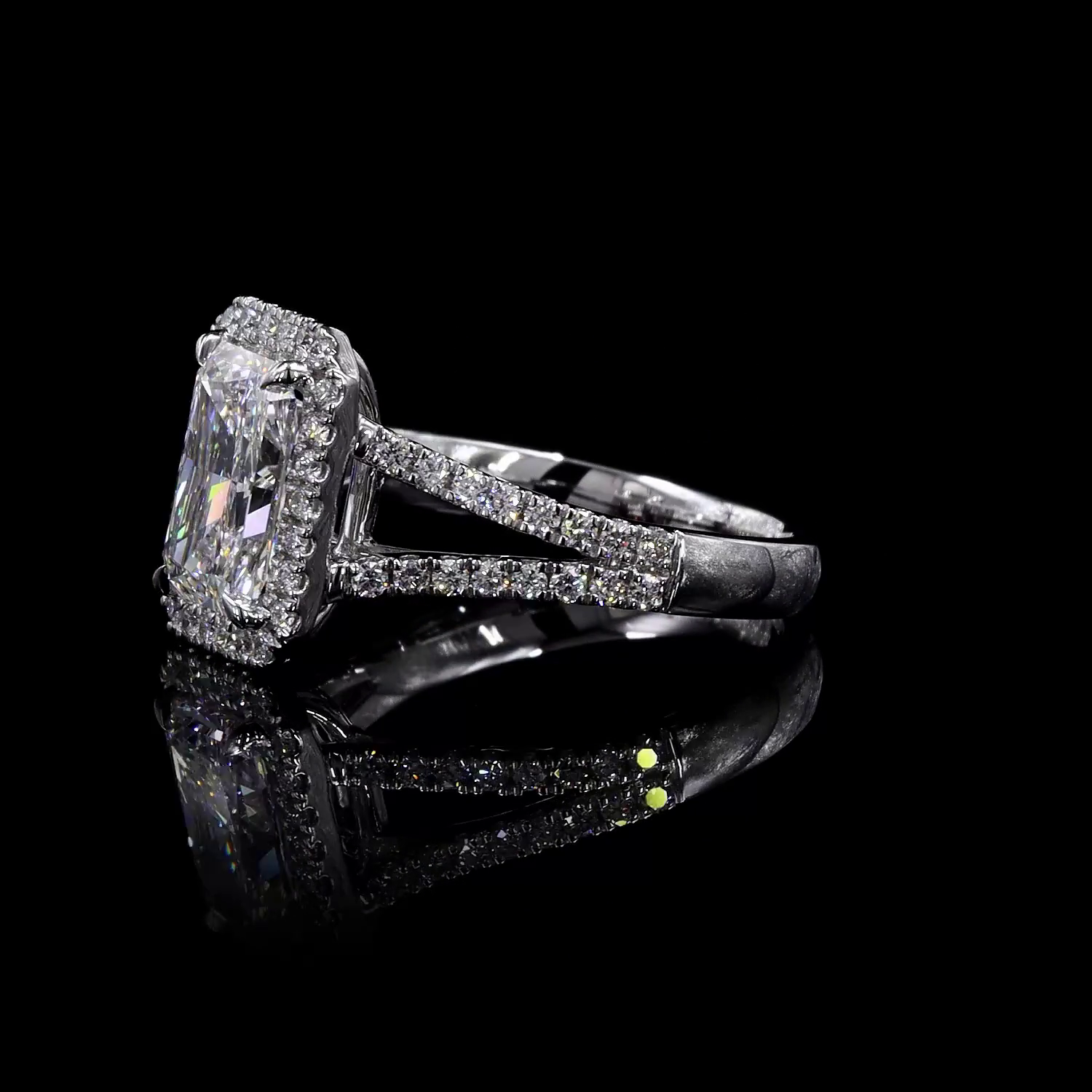 Radiant Shape Split Shank Engagement Ring 2.67 CT | Restivo Jewelers