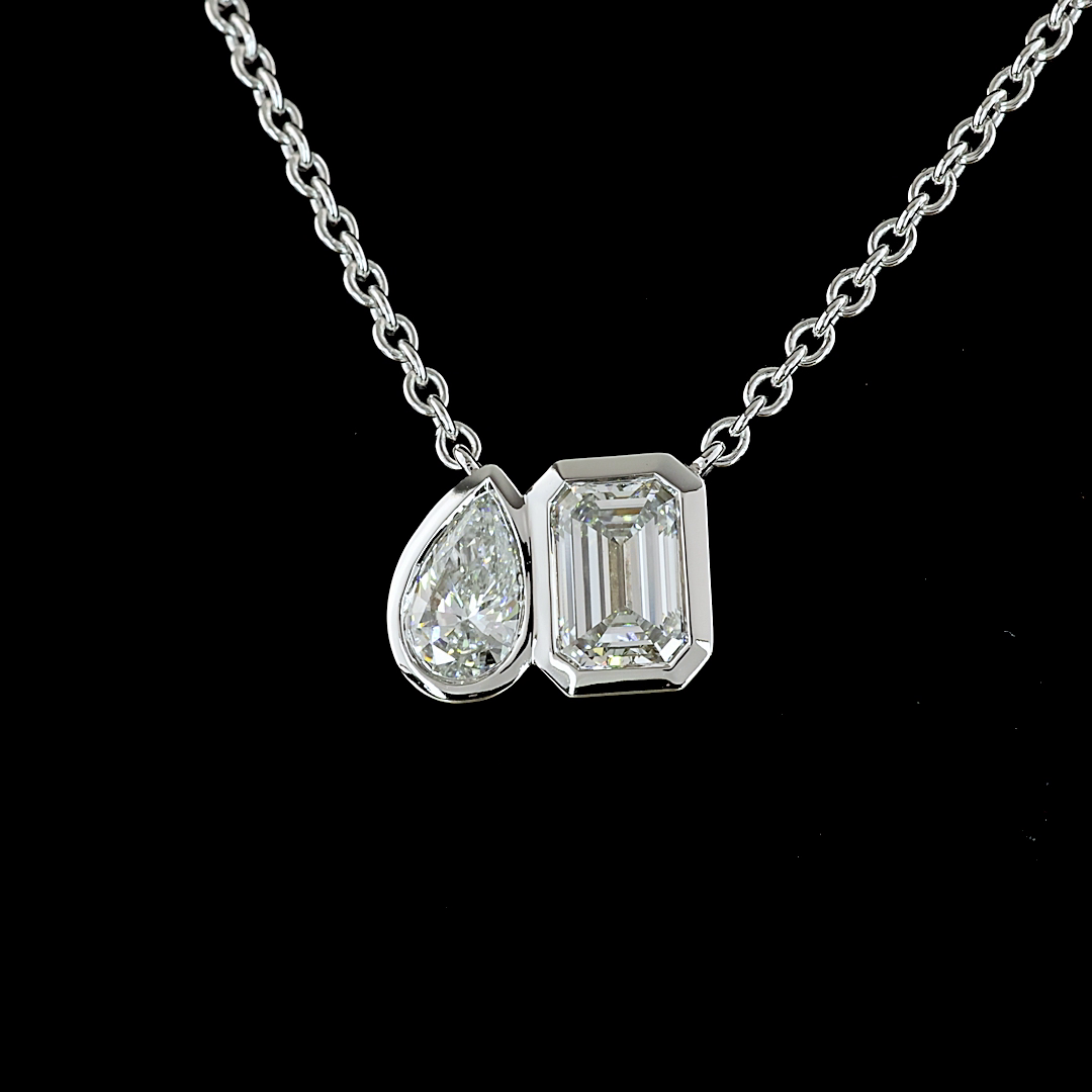 Toi et Moi Bezel Necklace | Restivo Jewelers