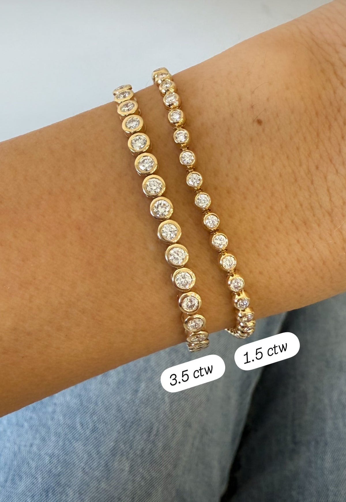 14K Bezel Set Round Tennis Bracelet | Restivo Jewelers