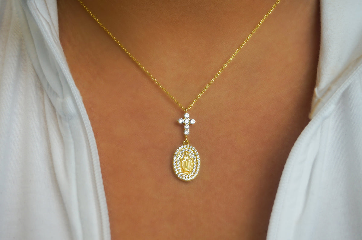 Crystal Cross and Mary | Restivo Jewelers