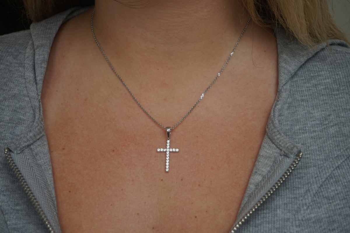 Thin CZ Cross | Restivo Jewelers
