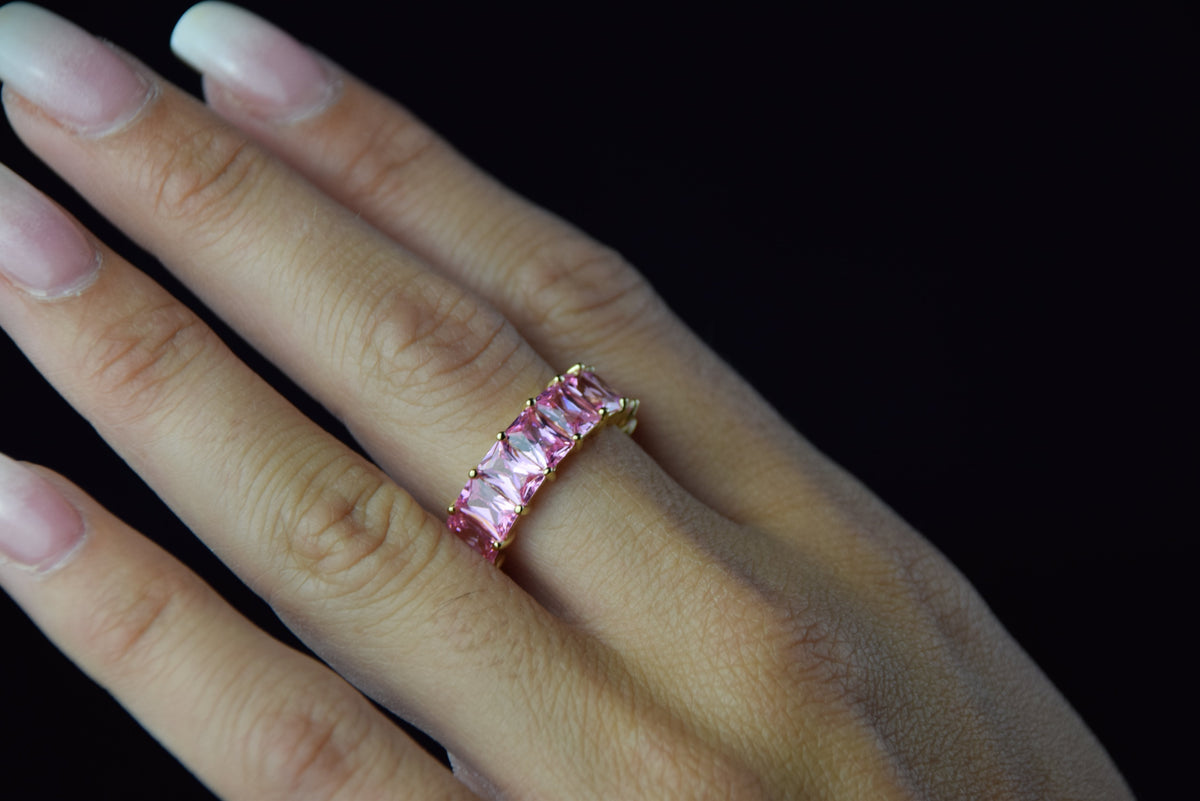 Pink Emerald Cut CZ Band | Restivo Jewelers