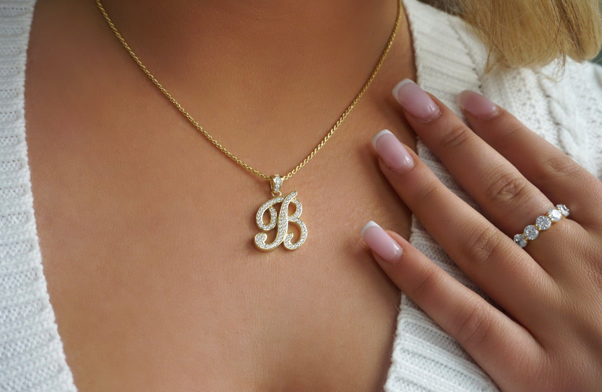 Script Initial Rope Chain Necklace | Restivo Jewelers