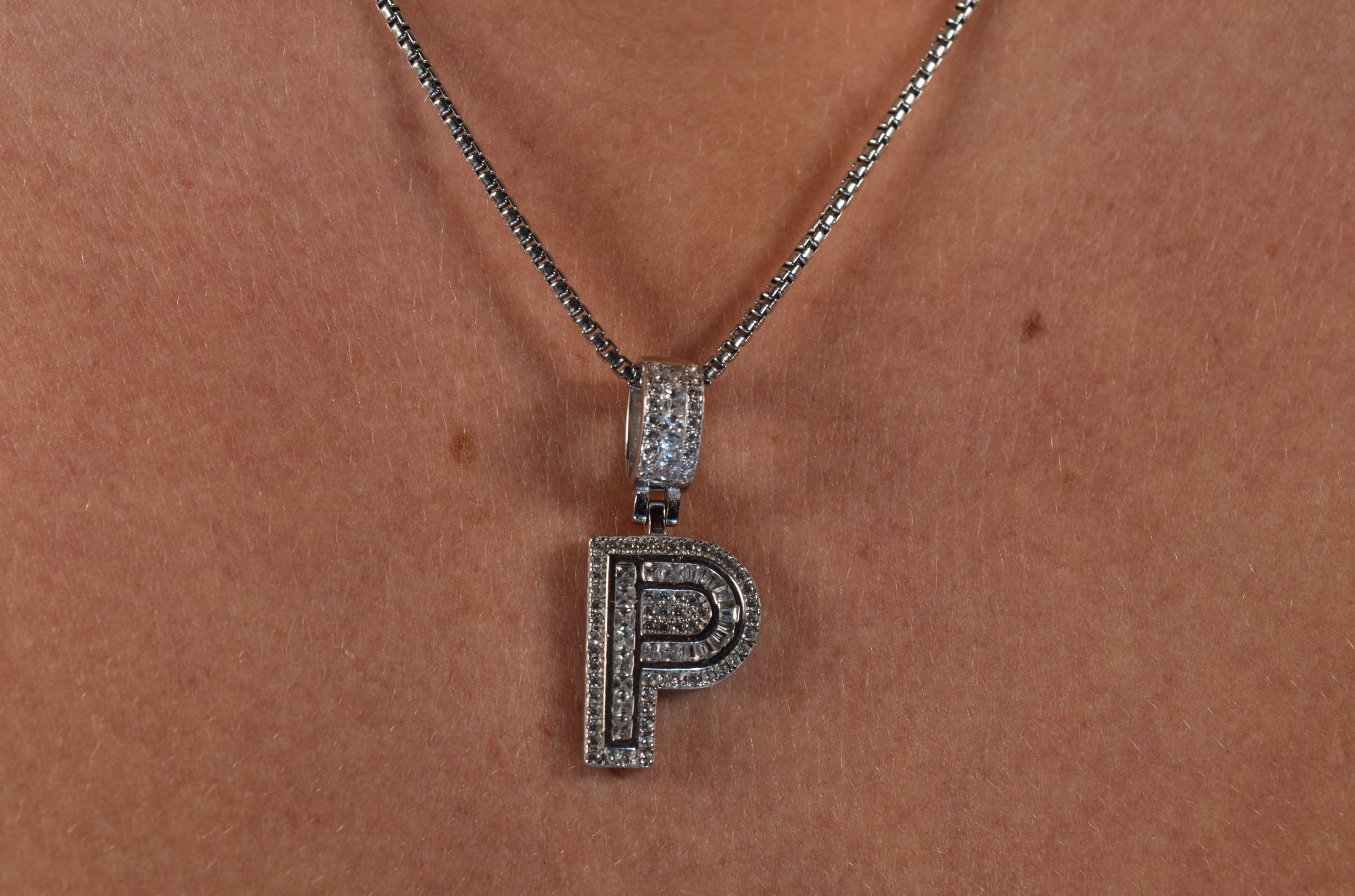 Double Ice Initial Necklace