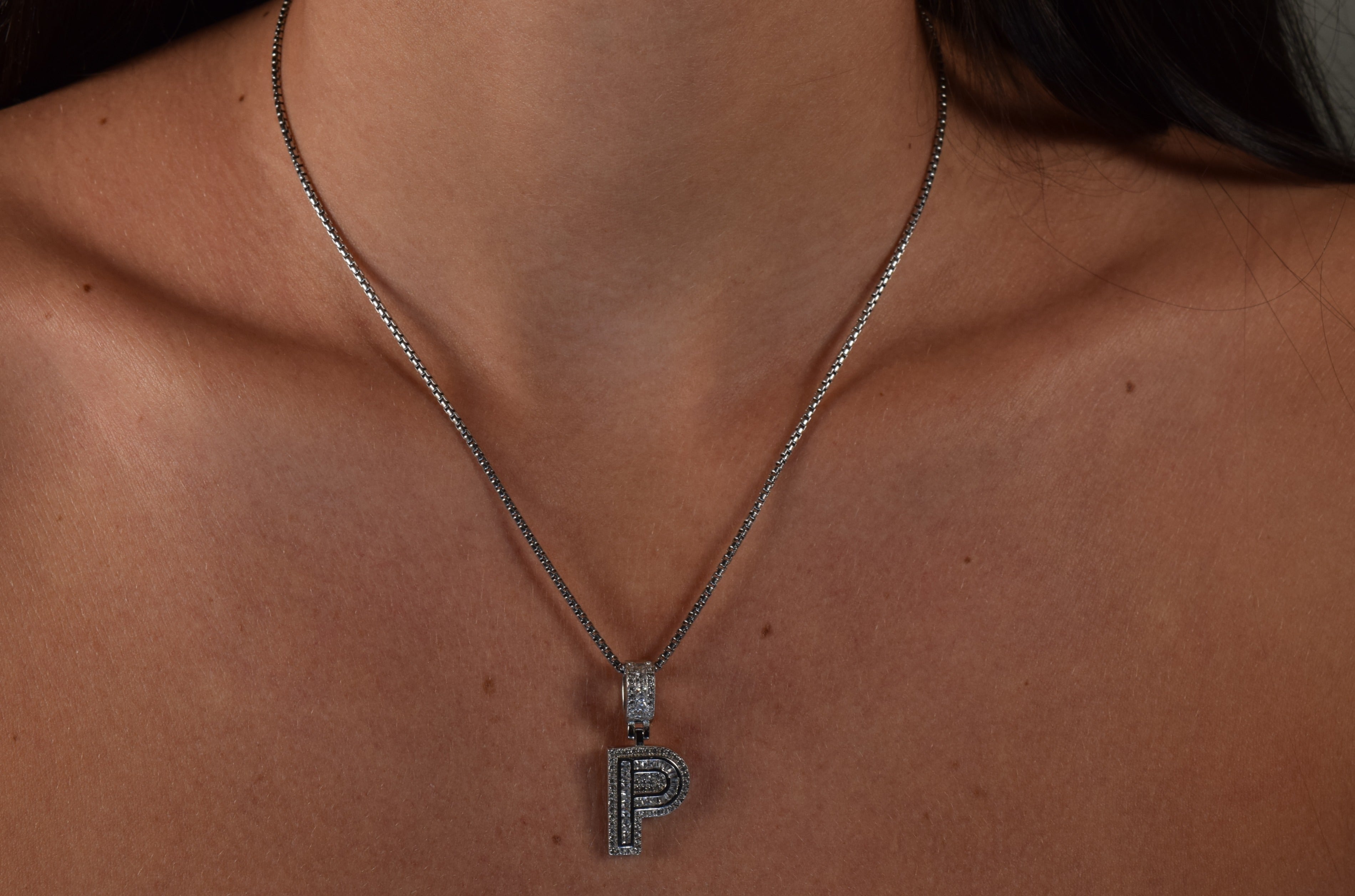 Double Ice Initial Necklace