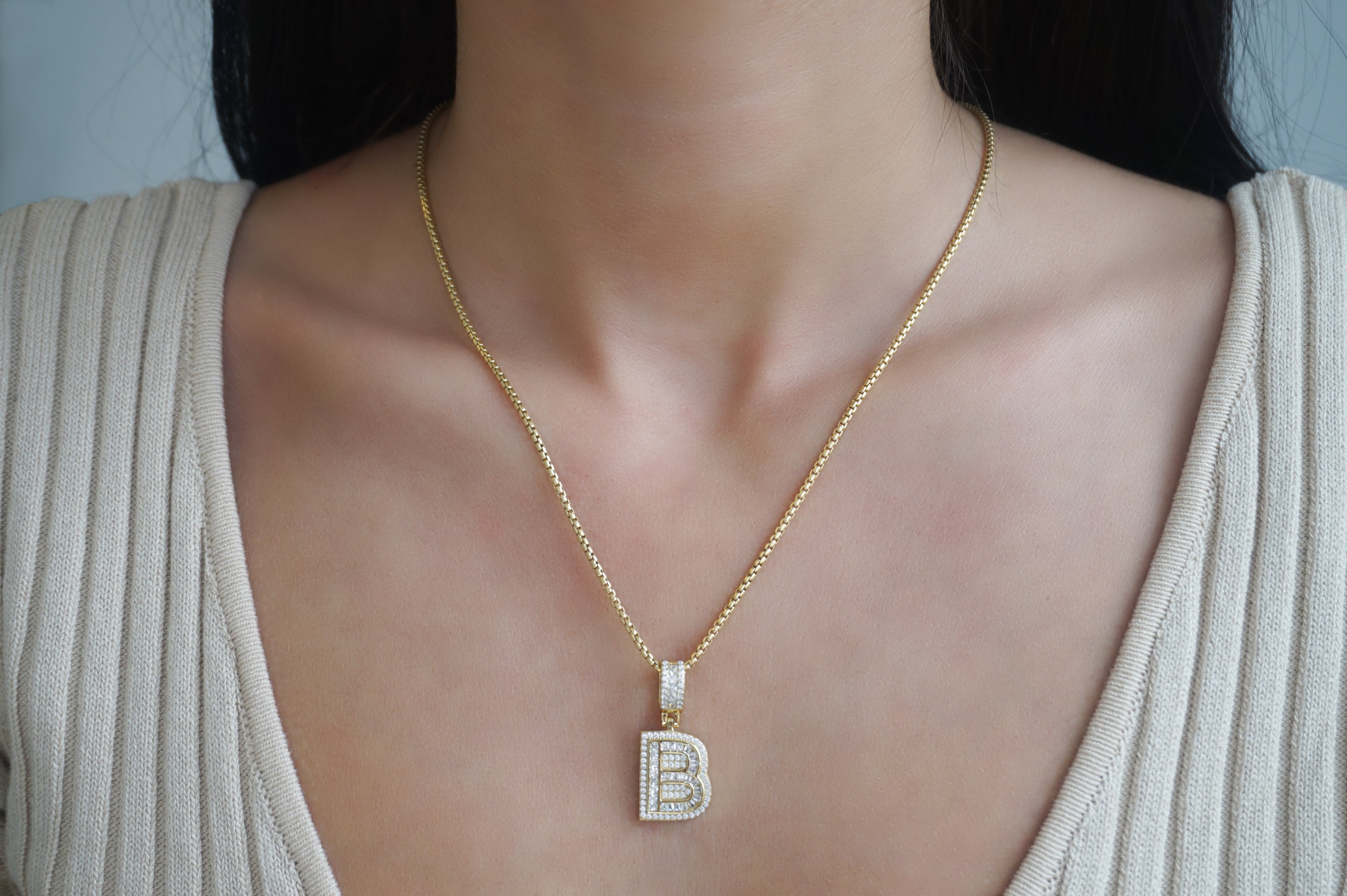 Double Ice Initial Necklace