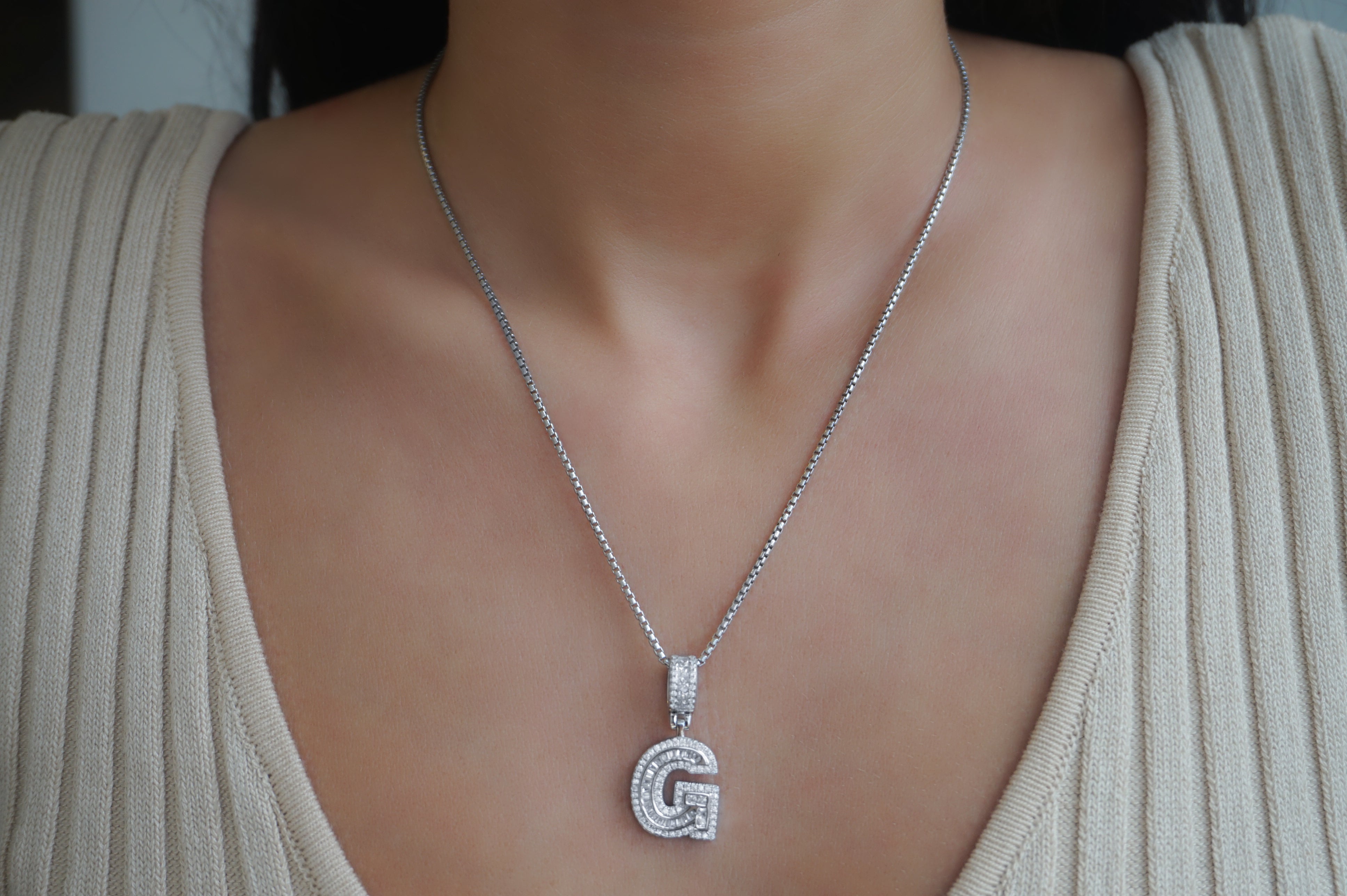 Double Ice Initial Necklace