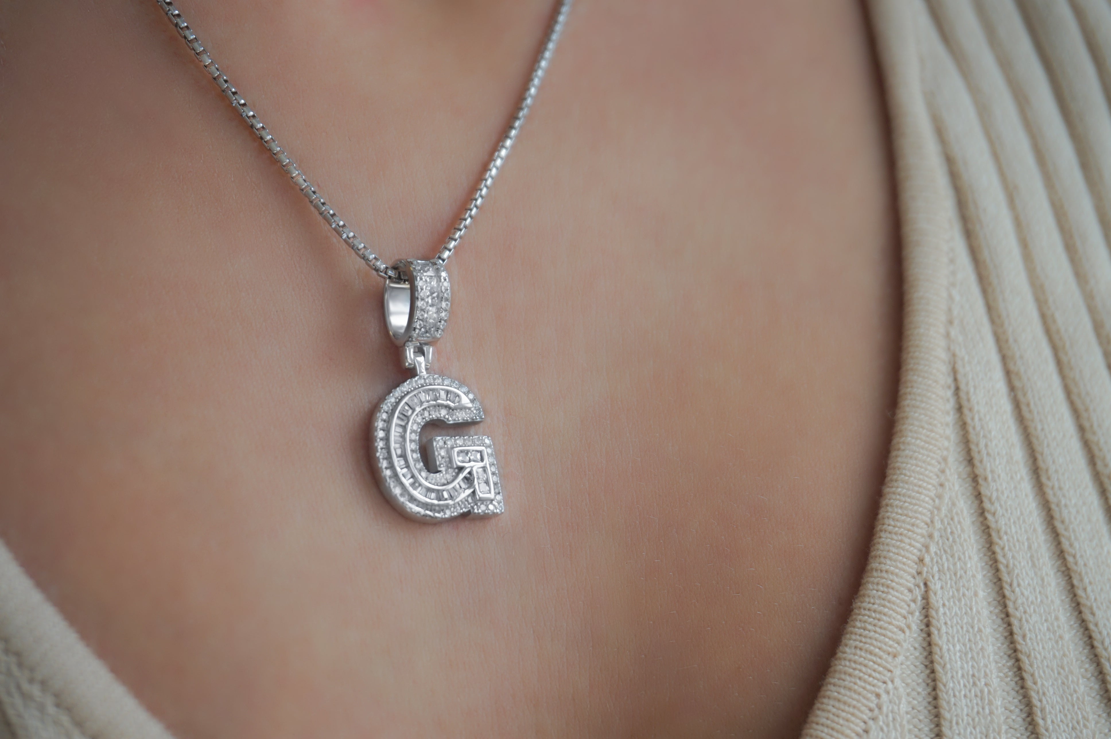 Double Ice Initial Necklace