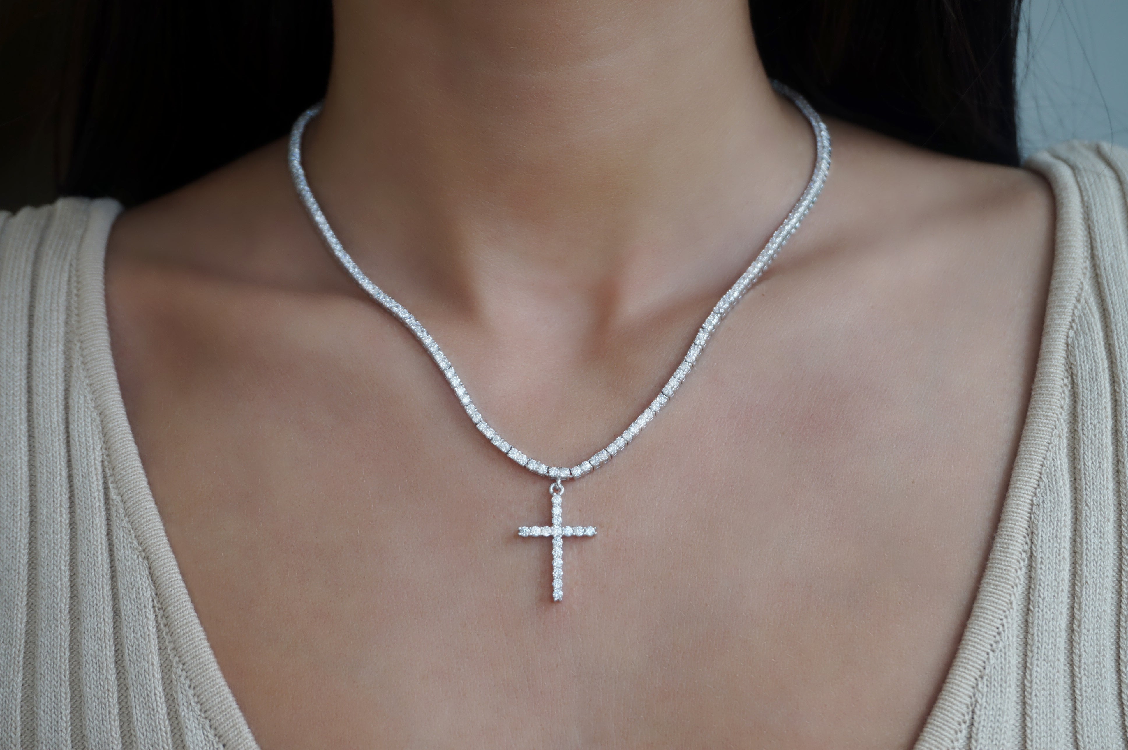 Cross Tennis Necklace