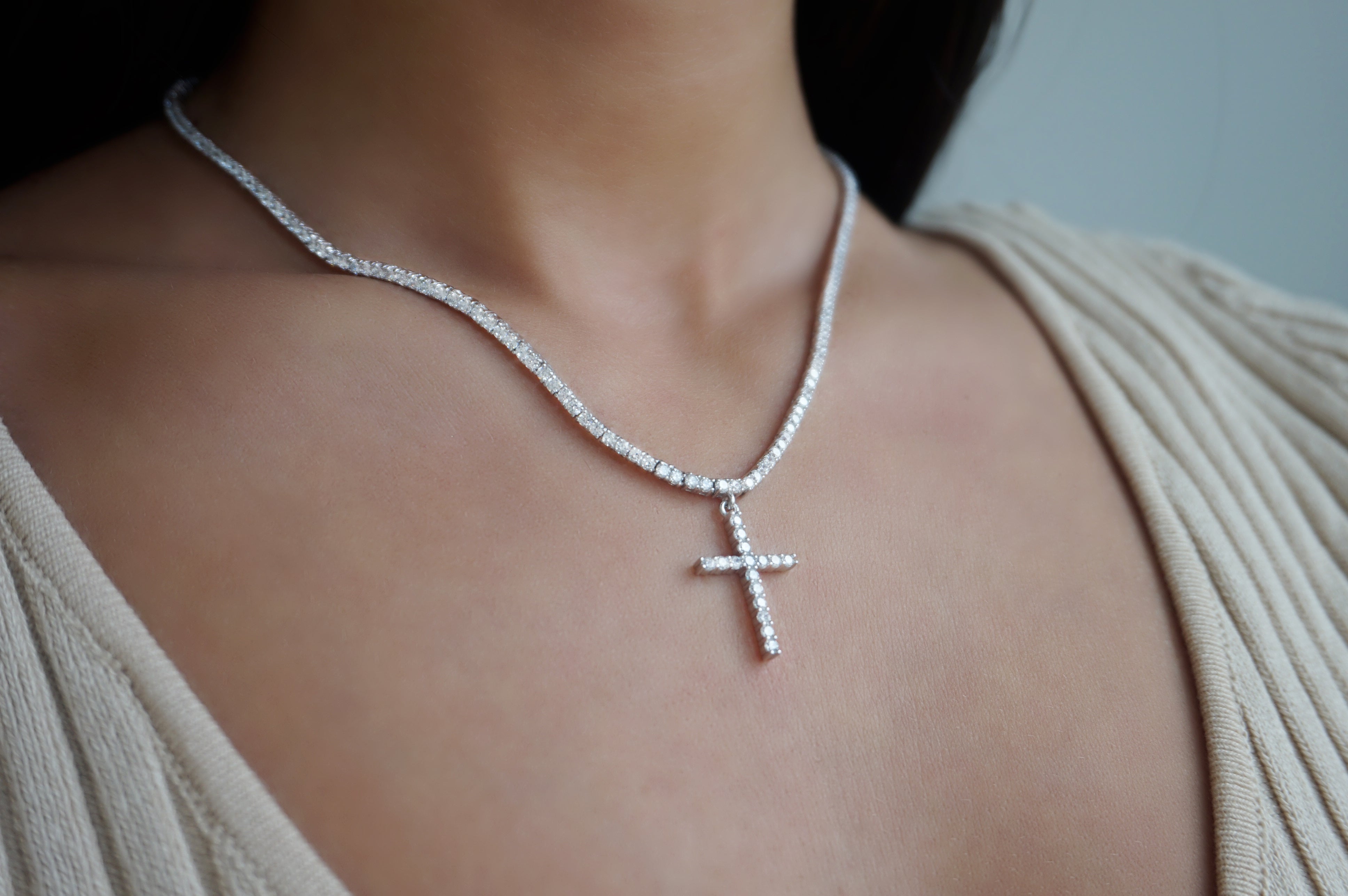 Cross Tennis Necklace