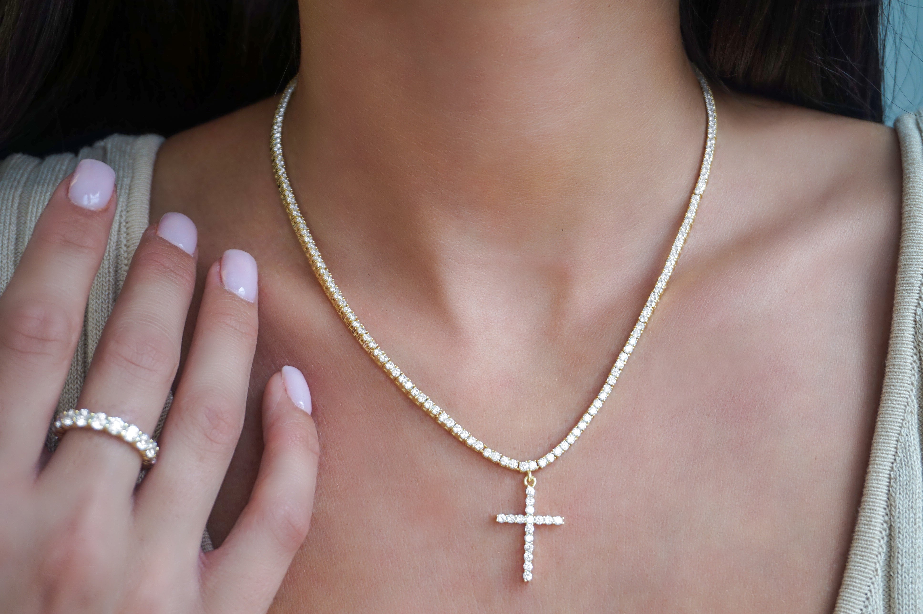 Cross Tennis Necklace
