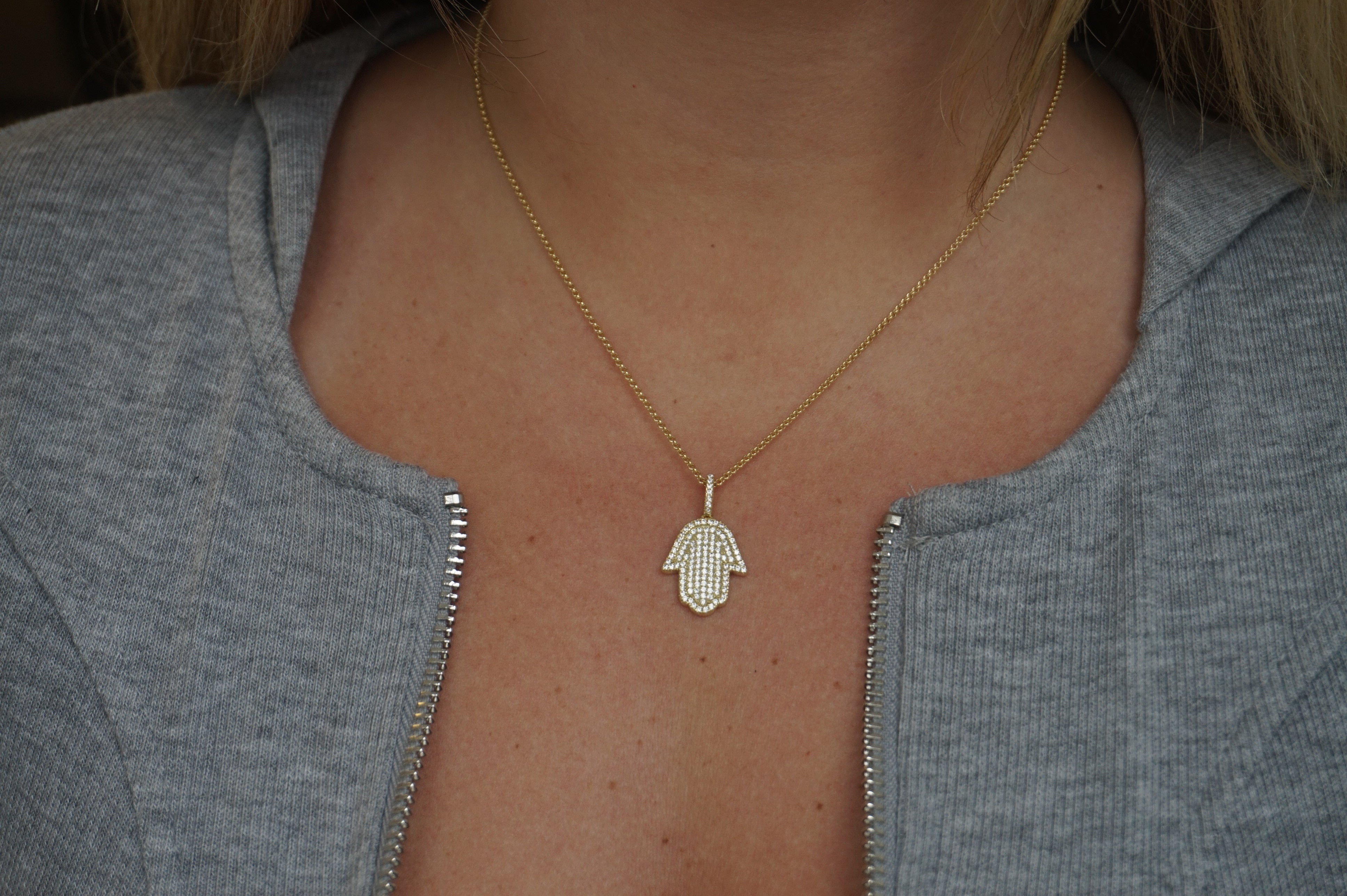 CZ Hamsa Necklace