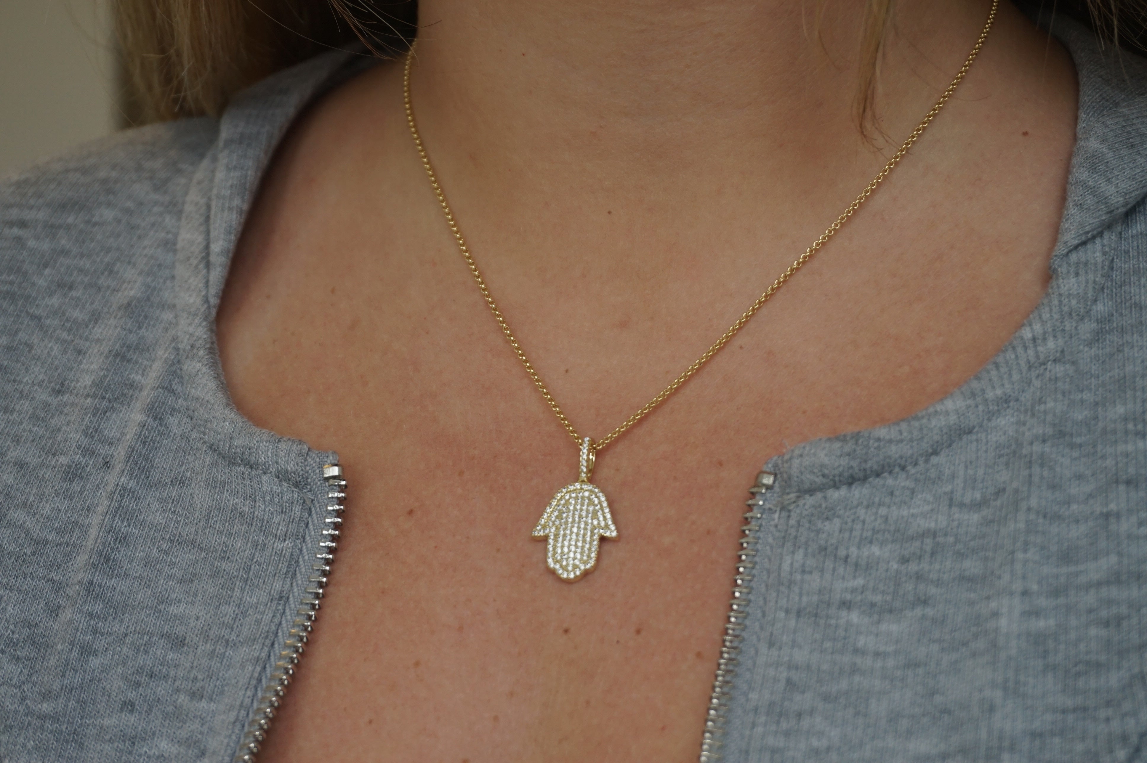 CZ Hamsa Necklace