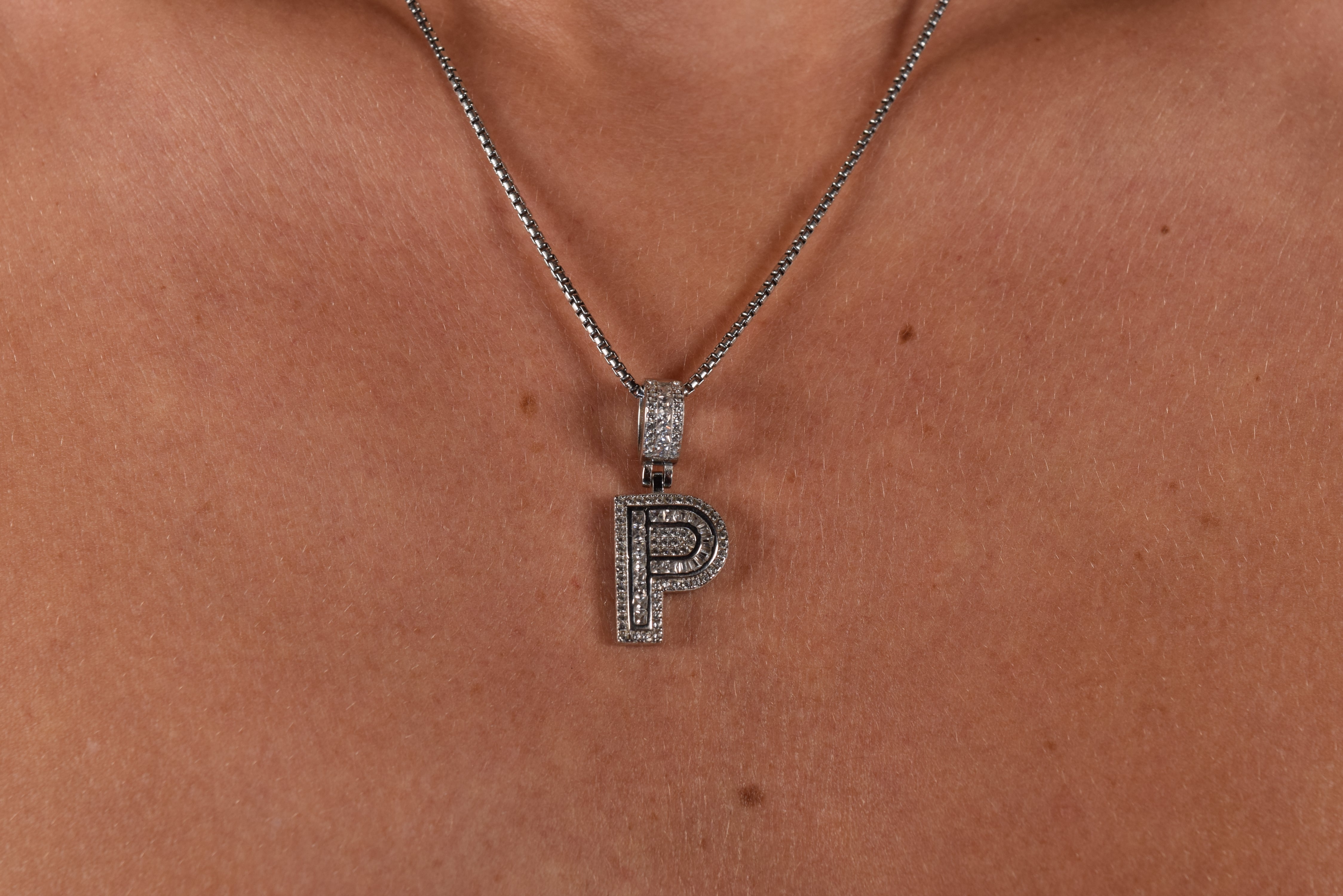 Double Ice Initial Necklace
