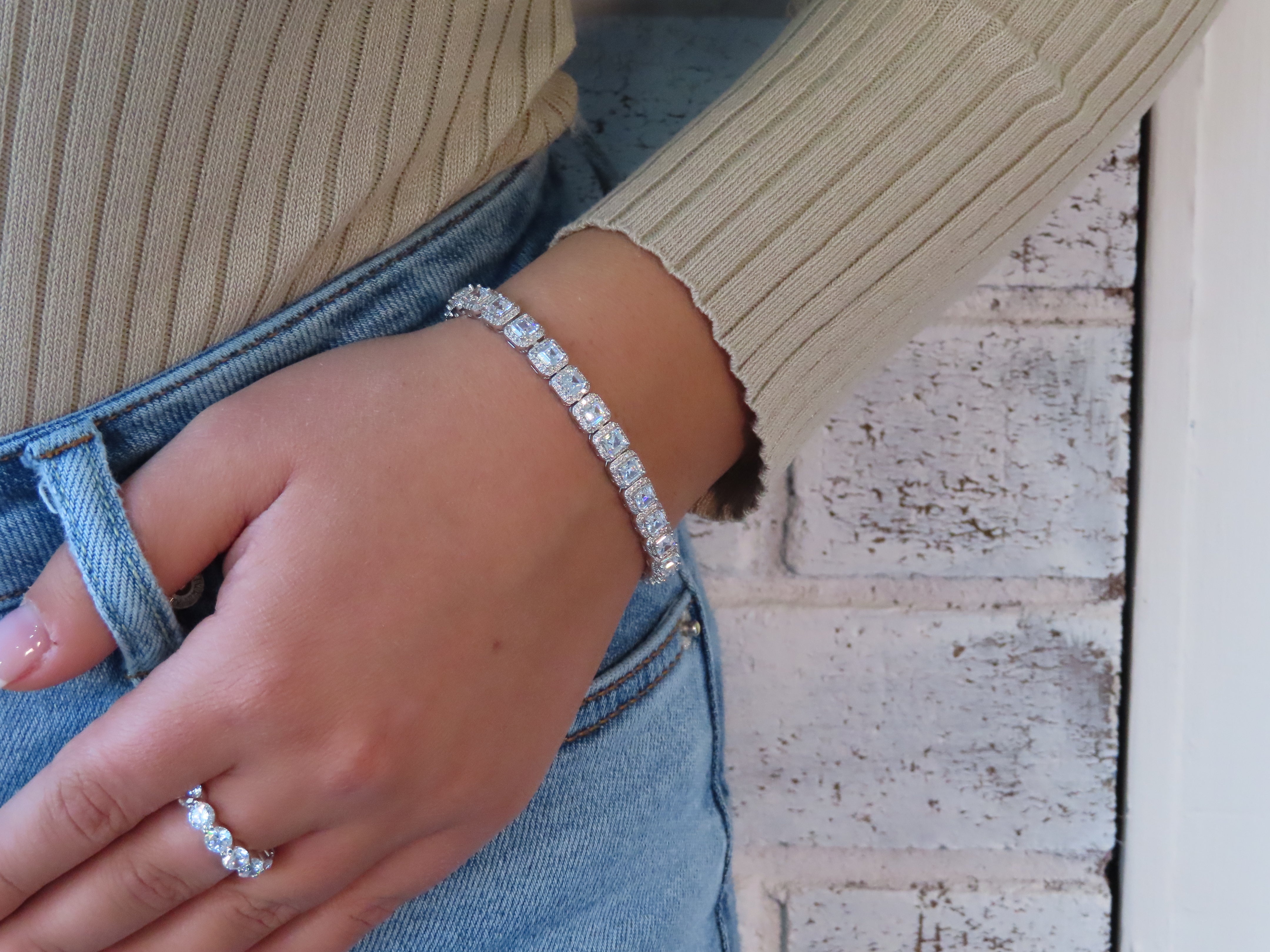 Milan CZ Halo Tennis Bracelet