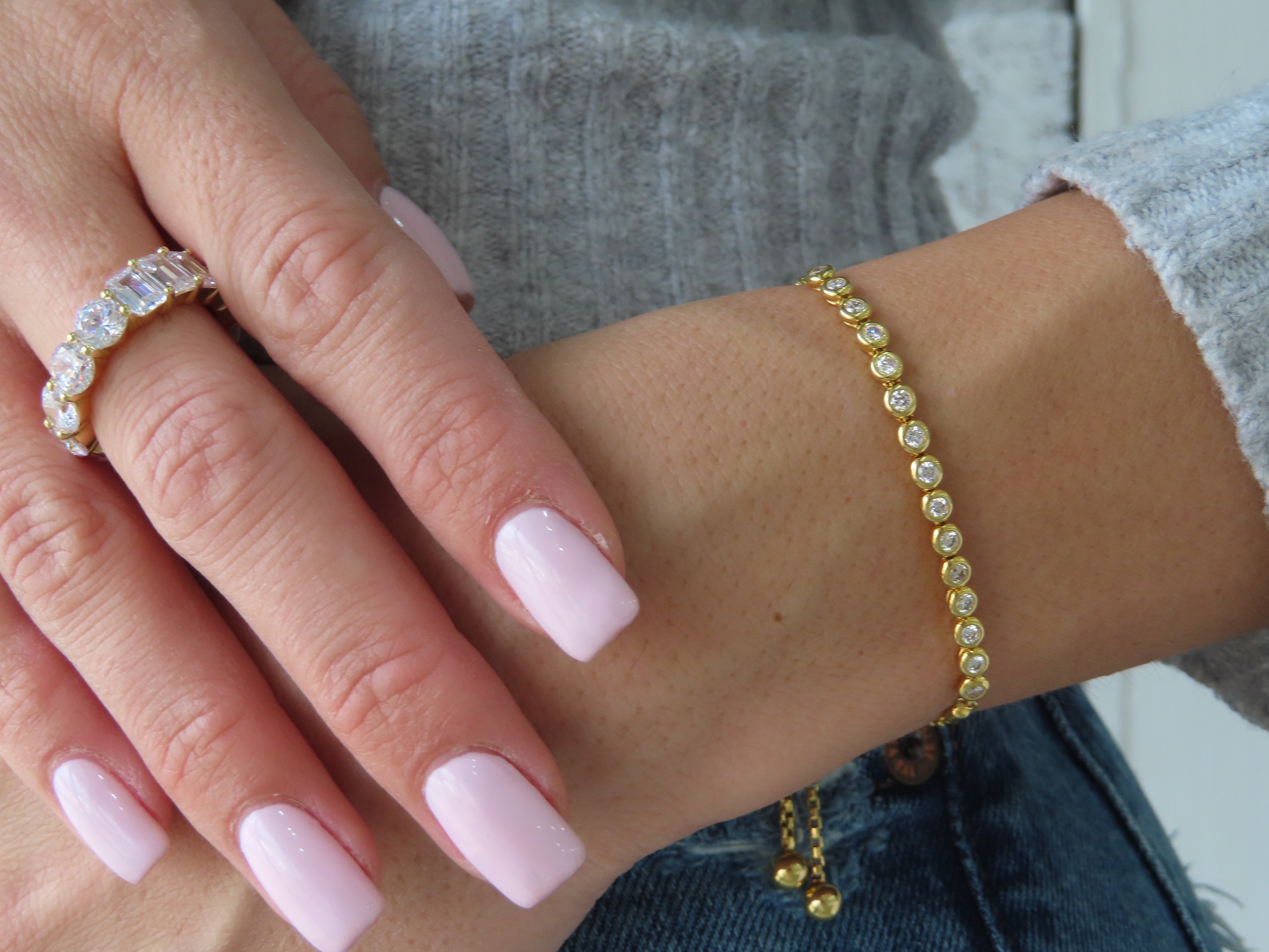 14K Diamond Bezel Ajustable Bracelet