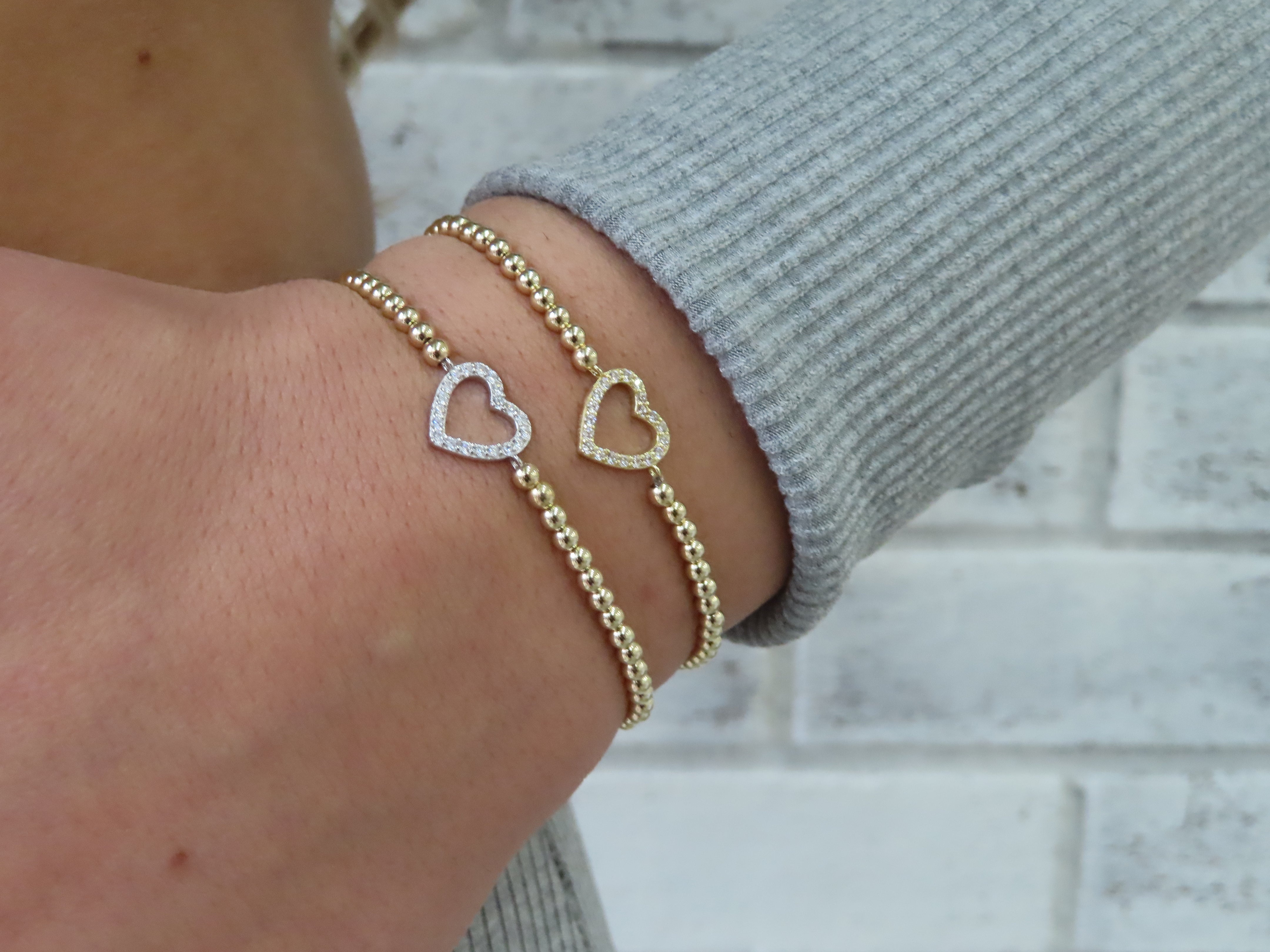 Pavé Heart Ball Bracelet - SHOP PAIGE