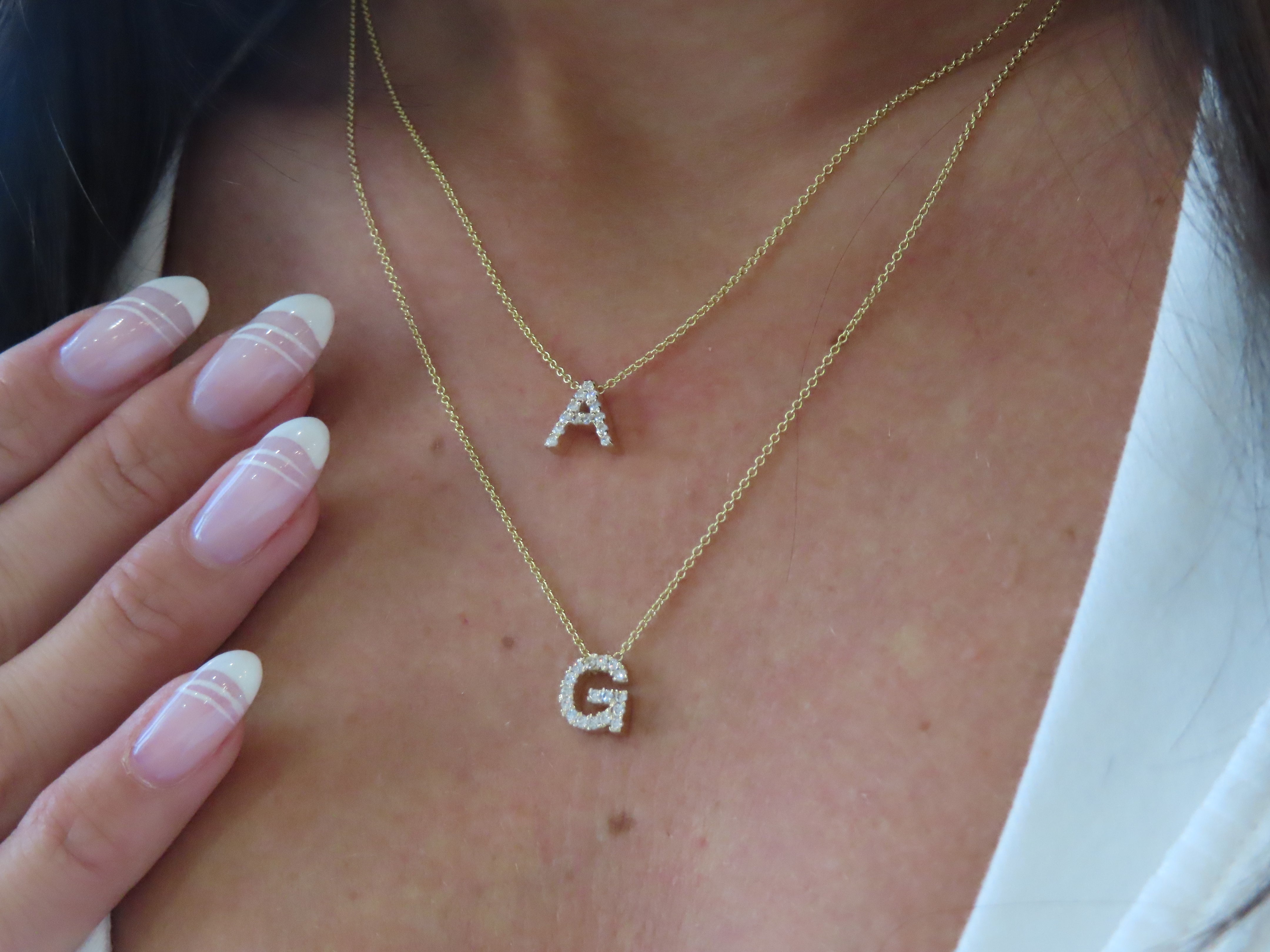 14K Diamond Initial Necklace