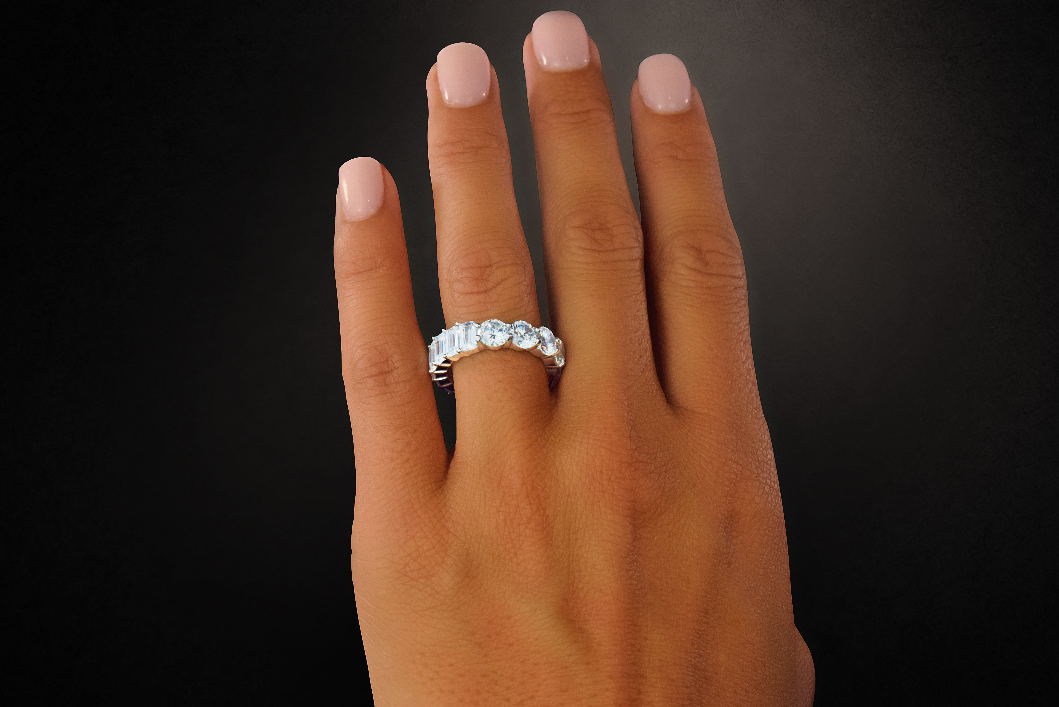 Round & Emerald Cut CZ Band