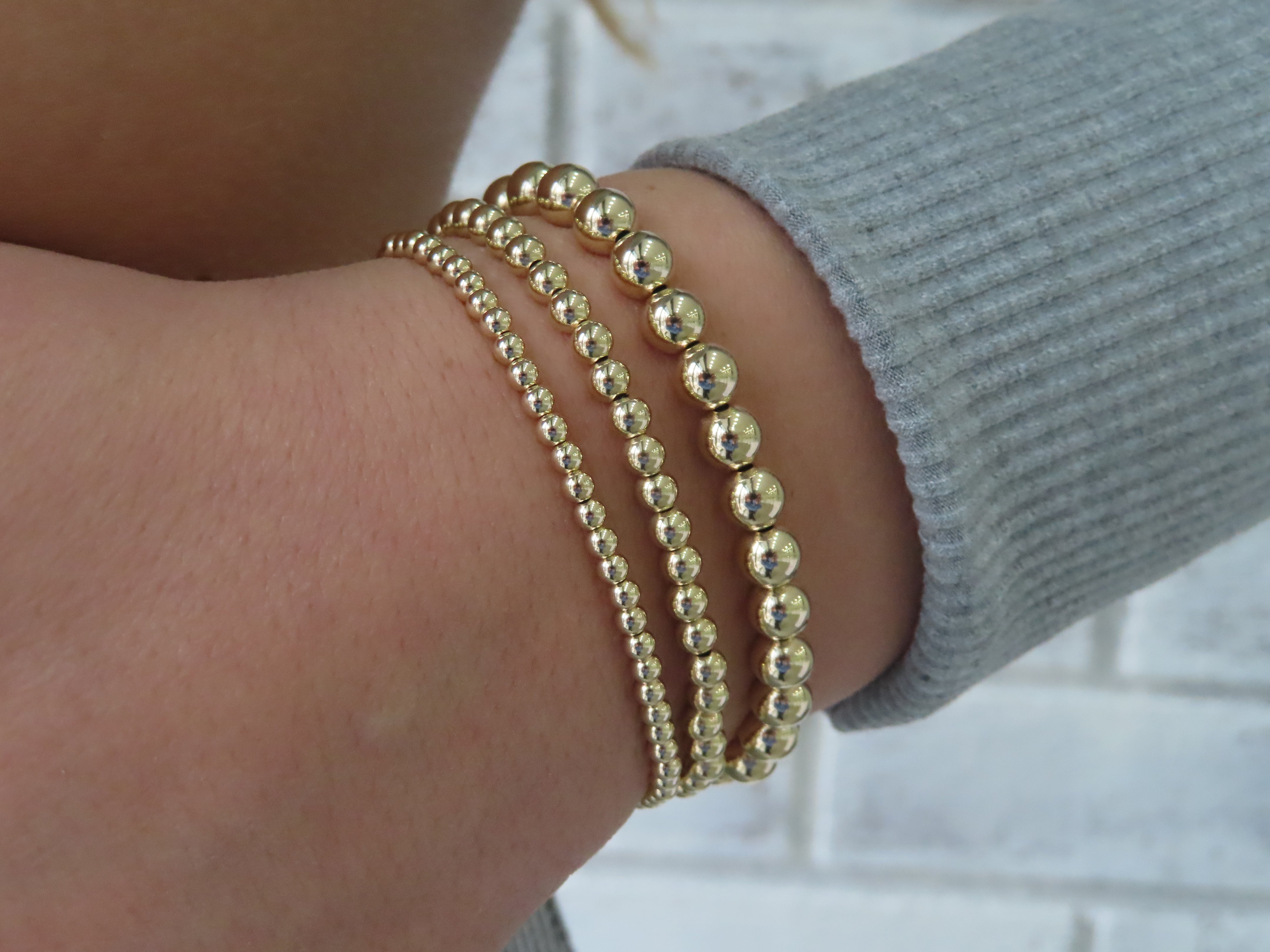 3 PC Gold Filled Ball Bracelet Set