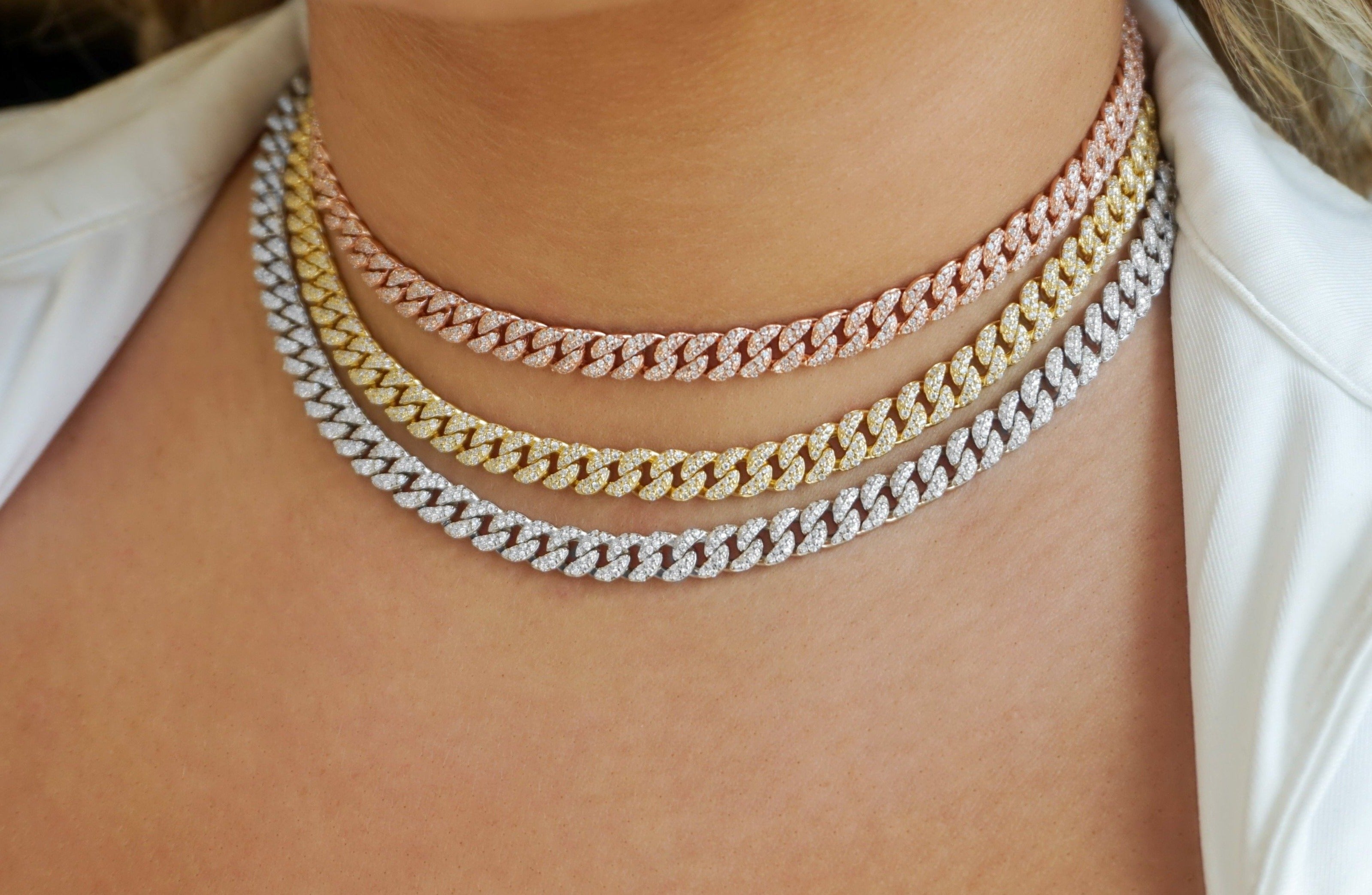 CZ Cuban Choker Necklace