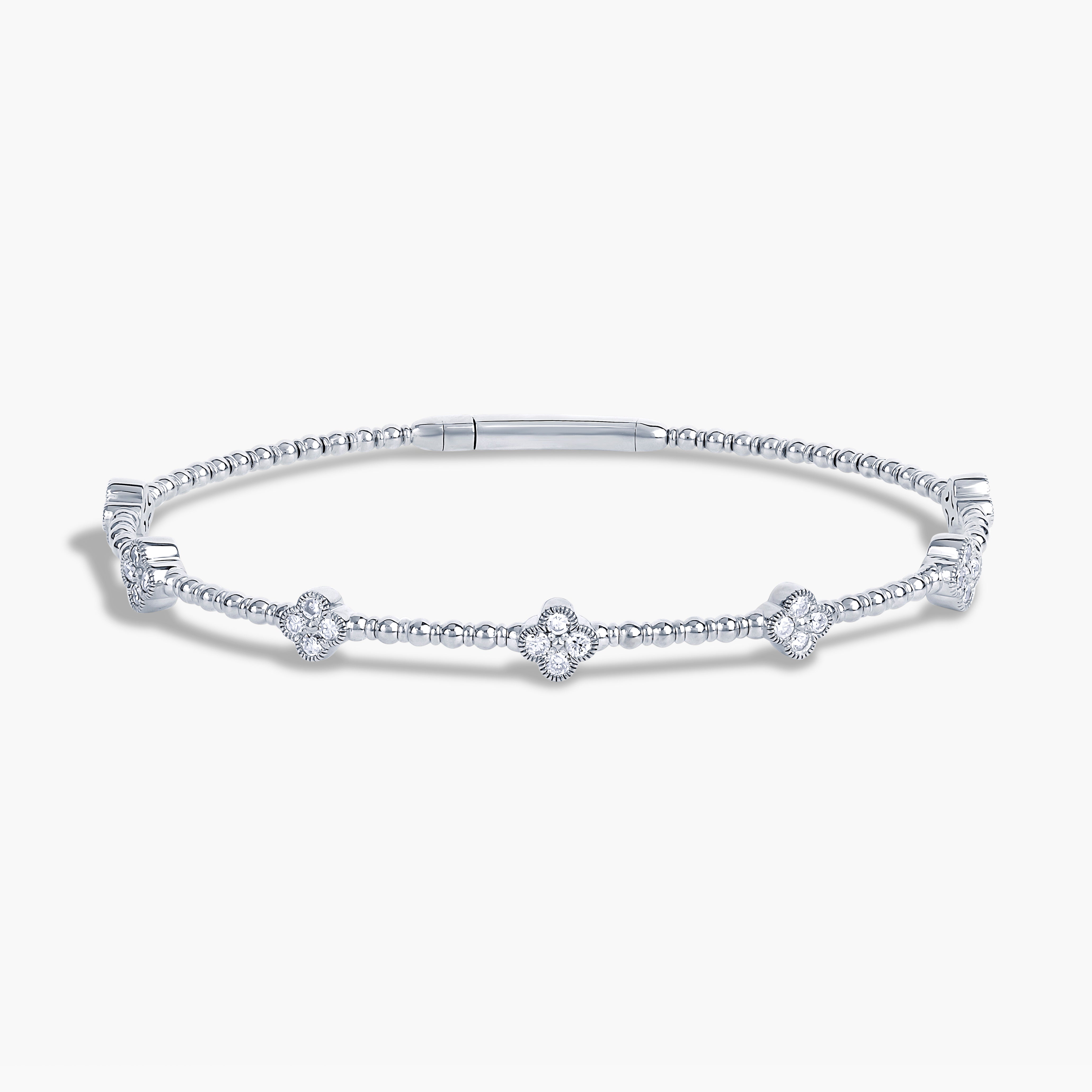 14K Flexi Dainty Clover Bangle