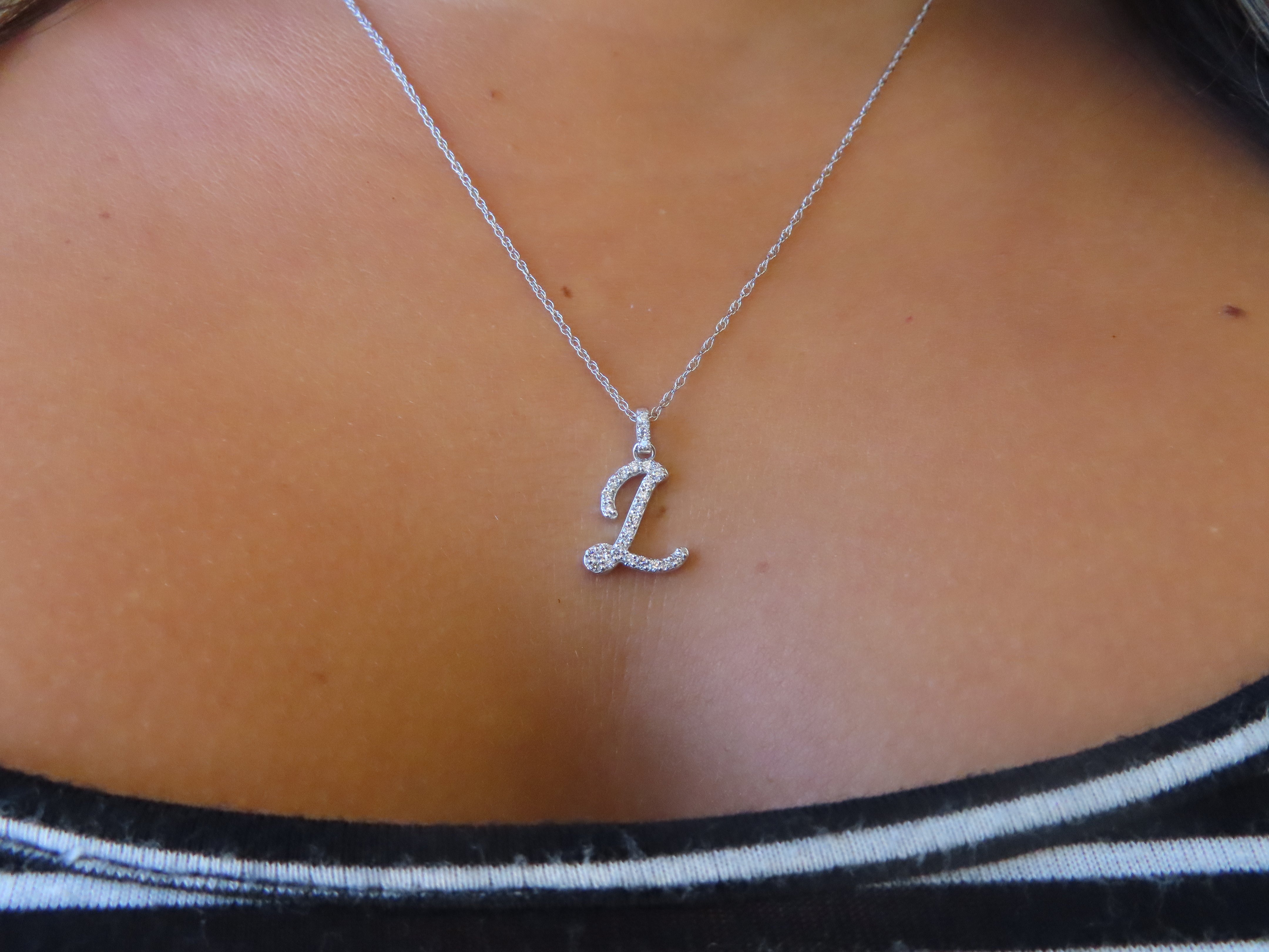 14K Script Initial Necklace