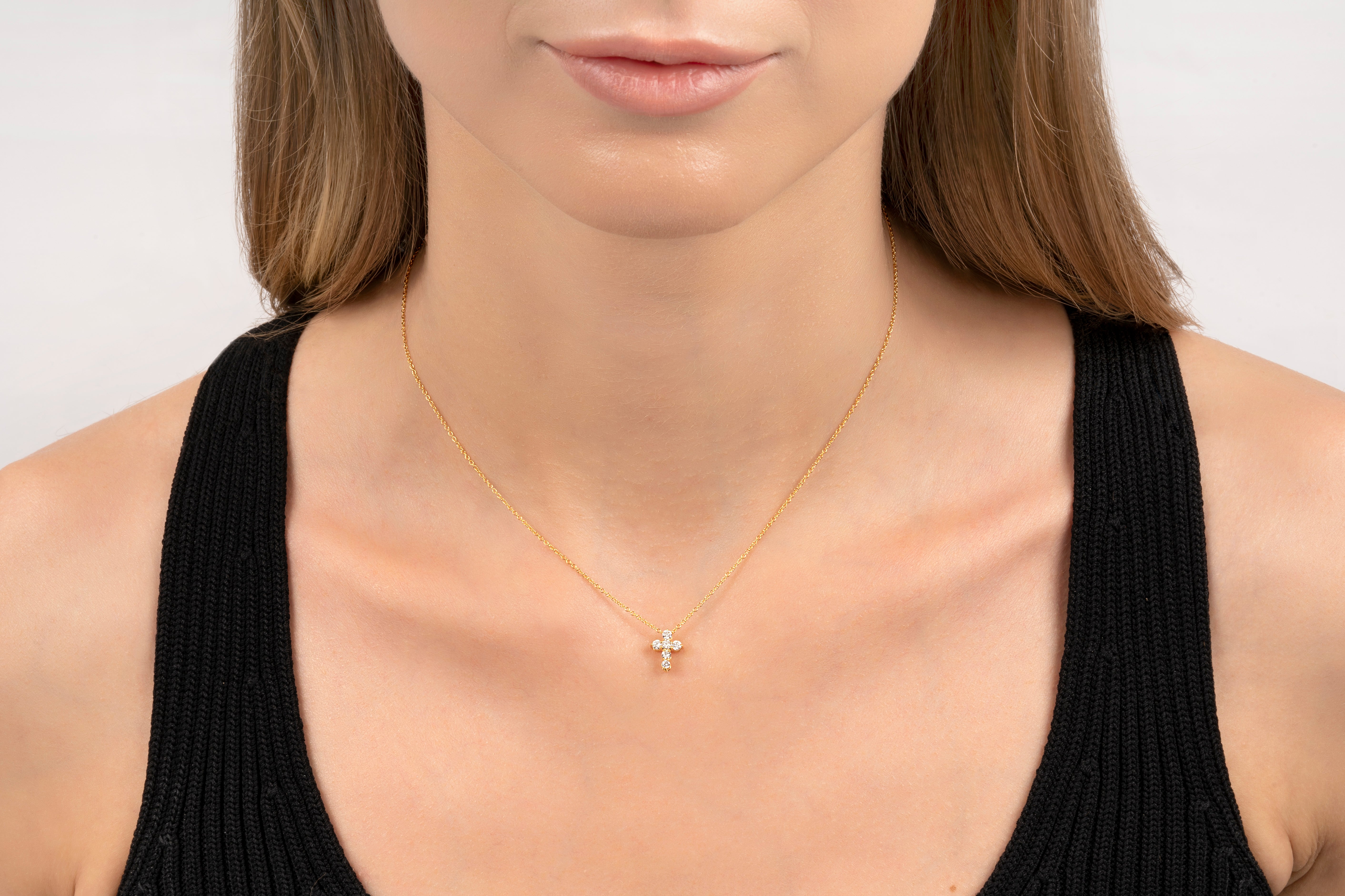 14K Mini Diamond Cross