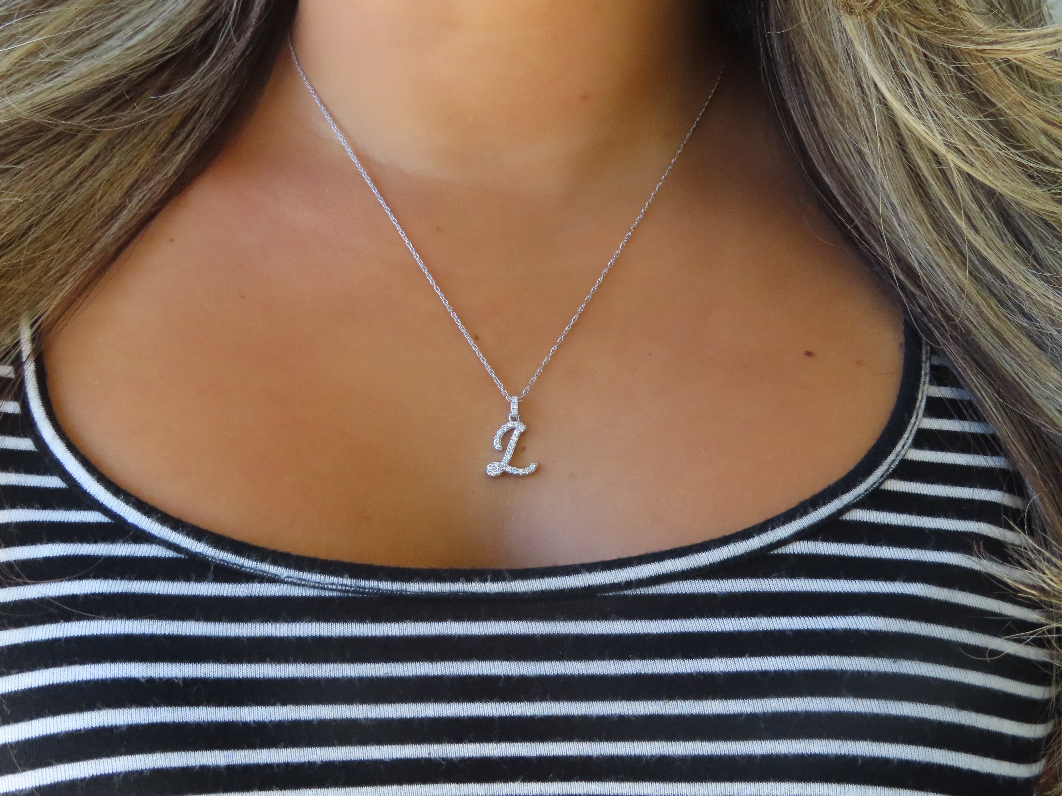 14K Script Initial Necklace