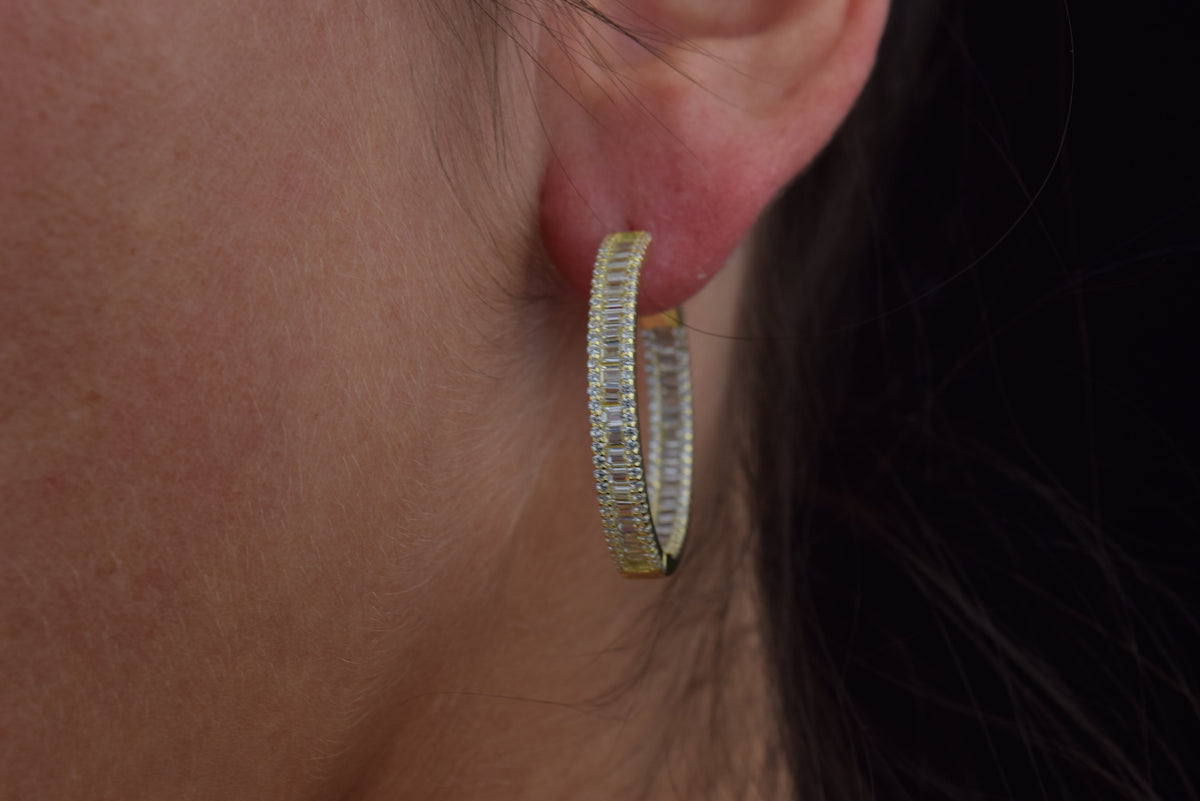 Baby Baguette CZ Hoops | Restivo Jewelers