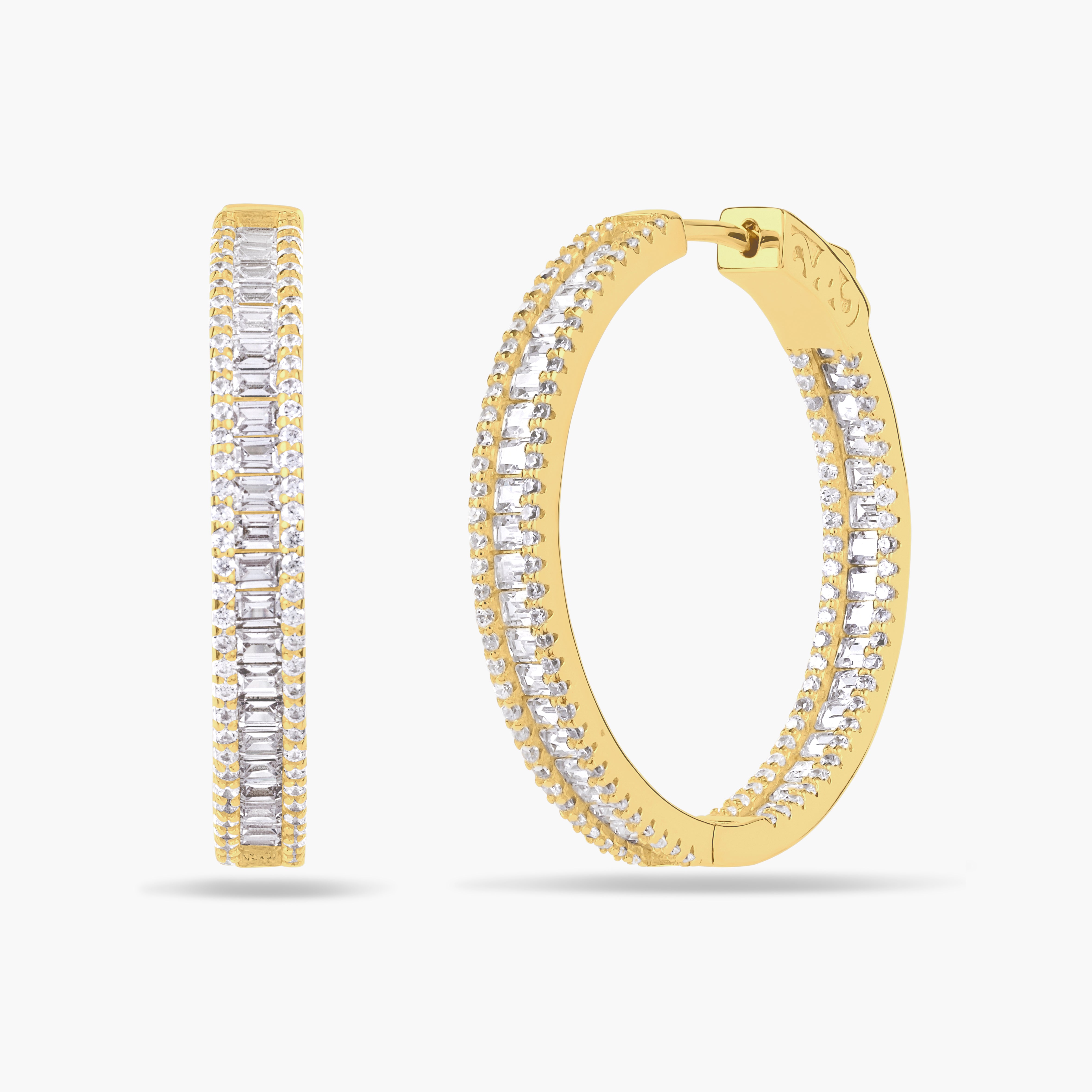 Baby Baguette CZ Hoops