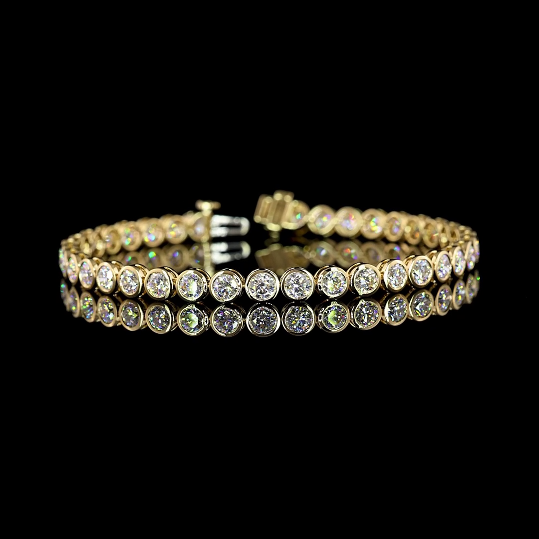 14K Bezel Set Round Tennis Bracelet