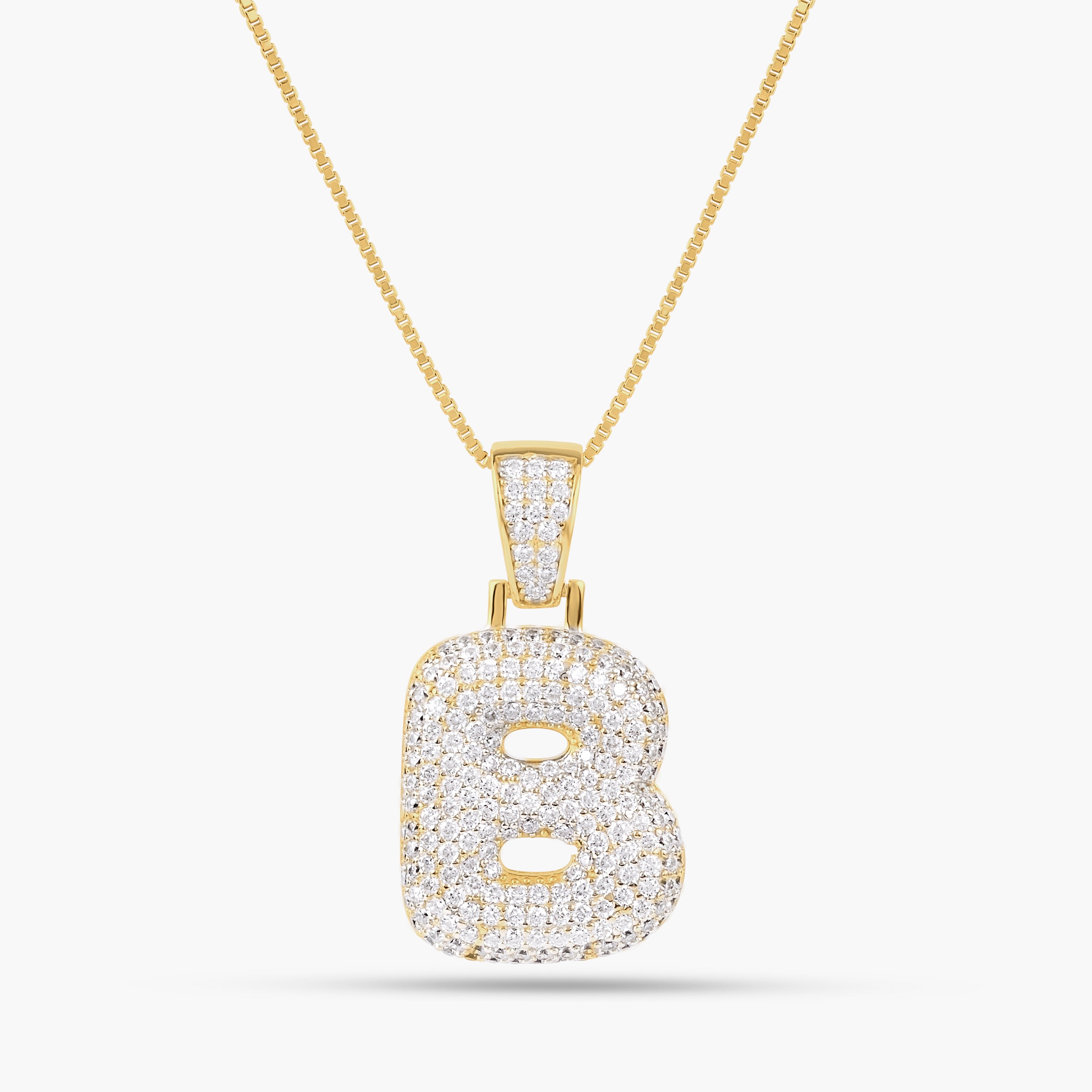 Big CZ Bubble Letter Necklace