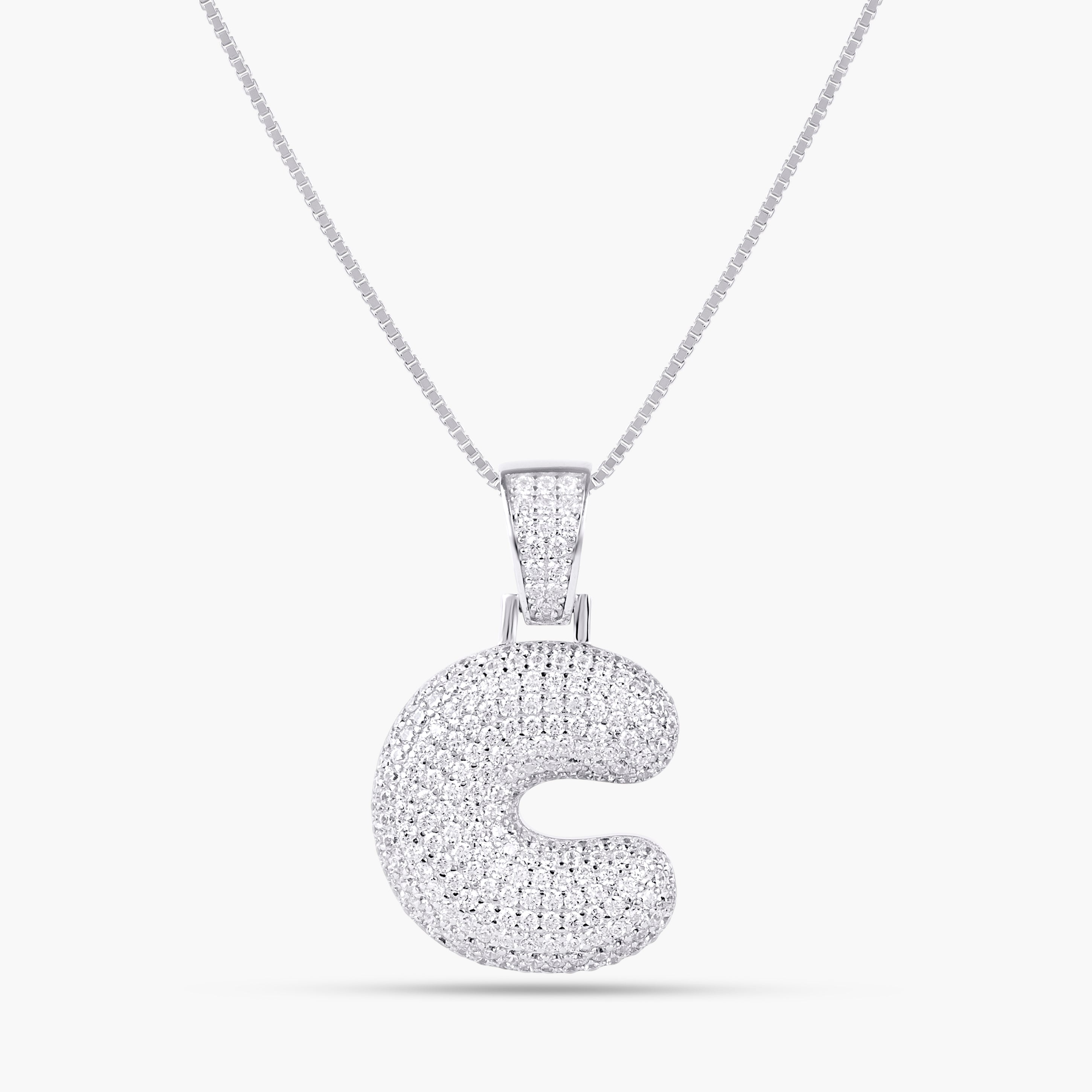 Big CZ Bubble Letter Necklace