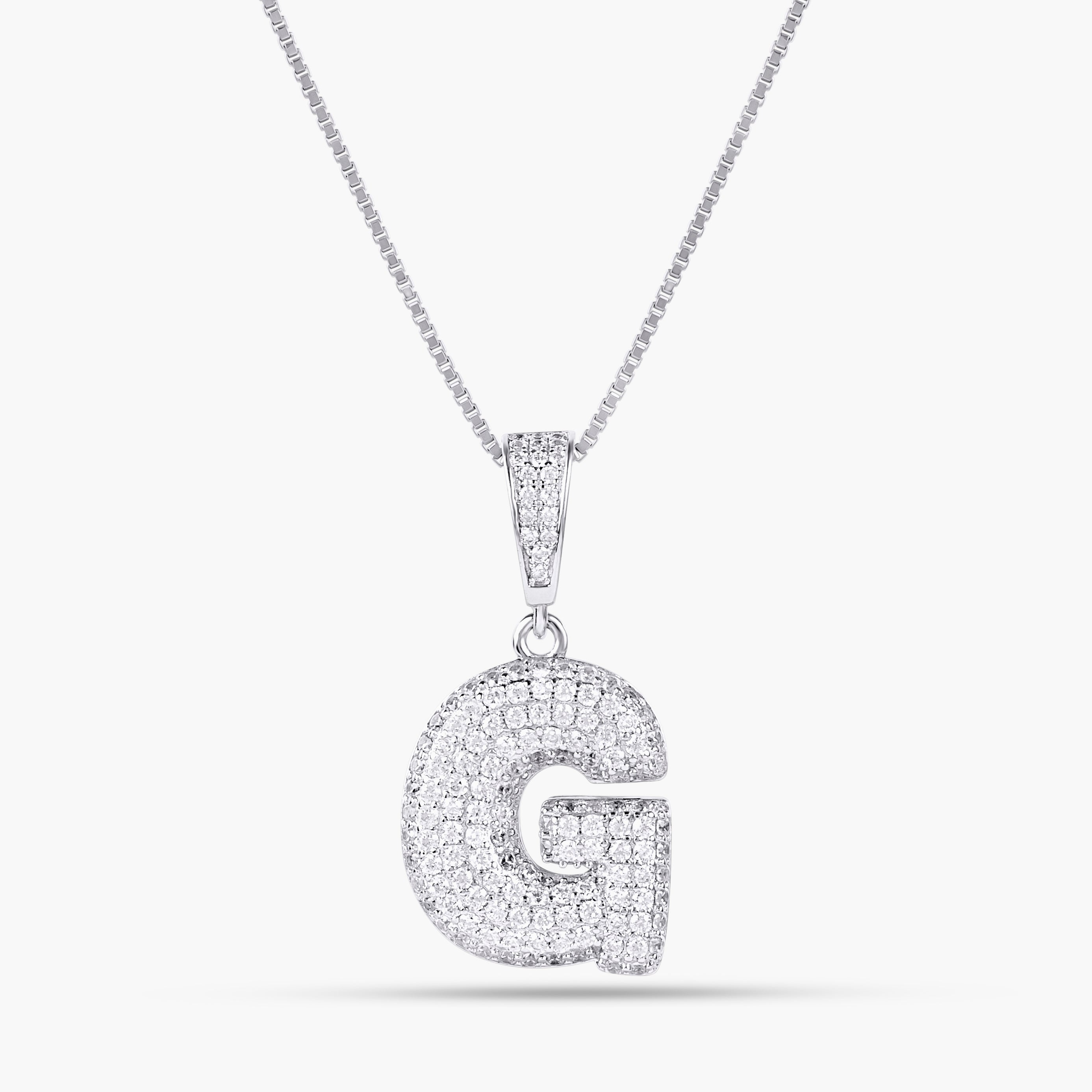 CZ Bubble Letter Necklace