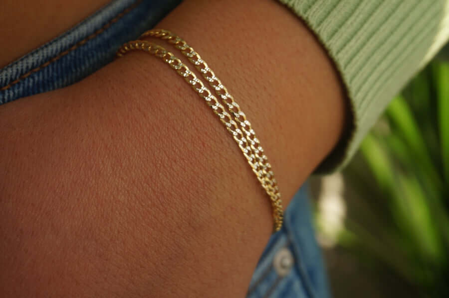Mini Two Tone Curb Link Bracelet | Restivo Jewelers