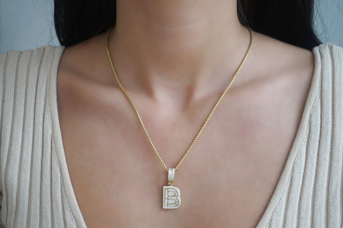 Double Ice Initial Necklace | Restivo Jewelers